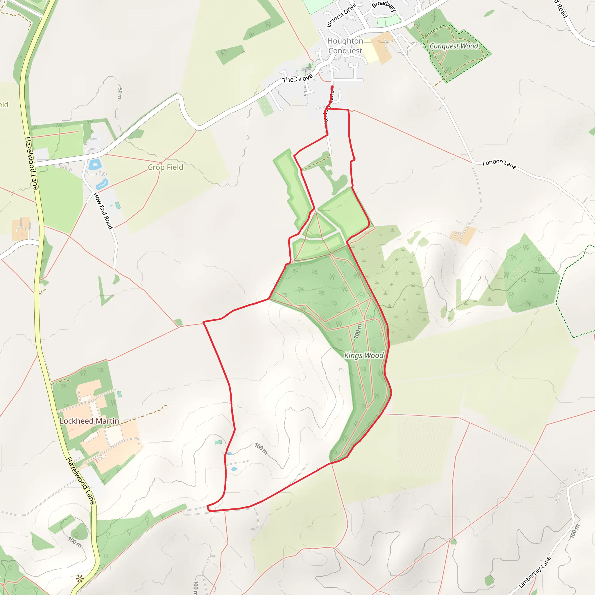 Kings Wood and Houghton Park via G R Walk mobile static map