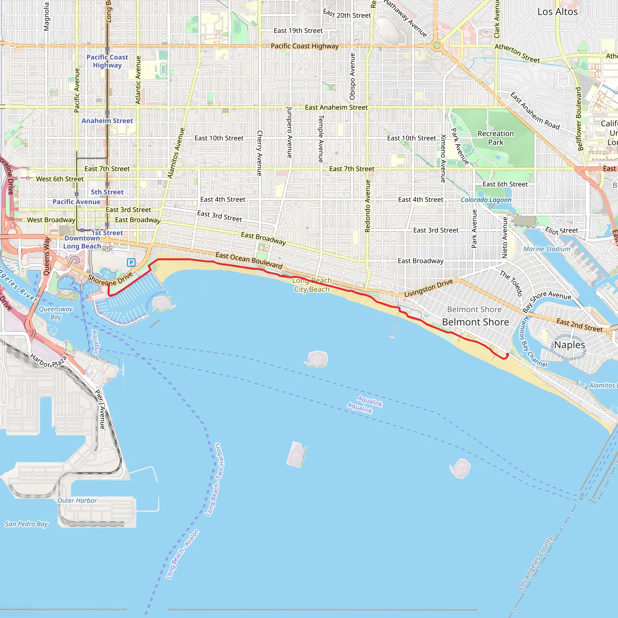 Shoreline Beach Path - Long Beach Shoreline Marina mobile static map