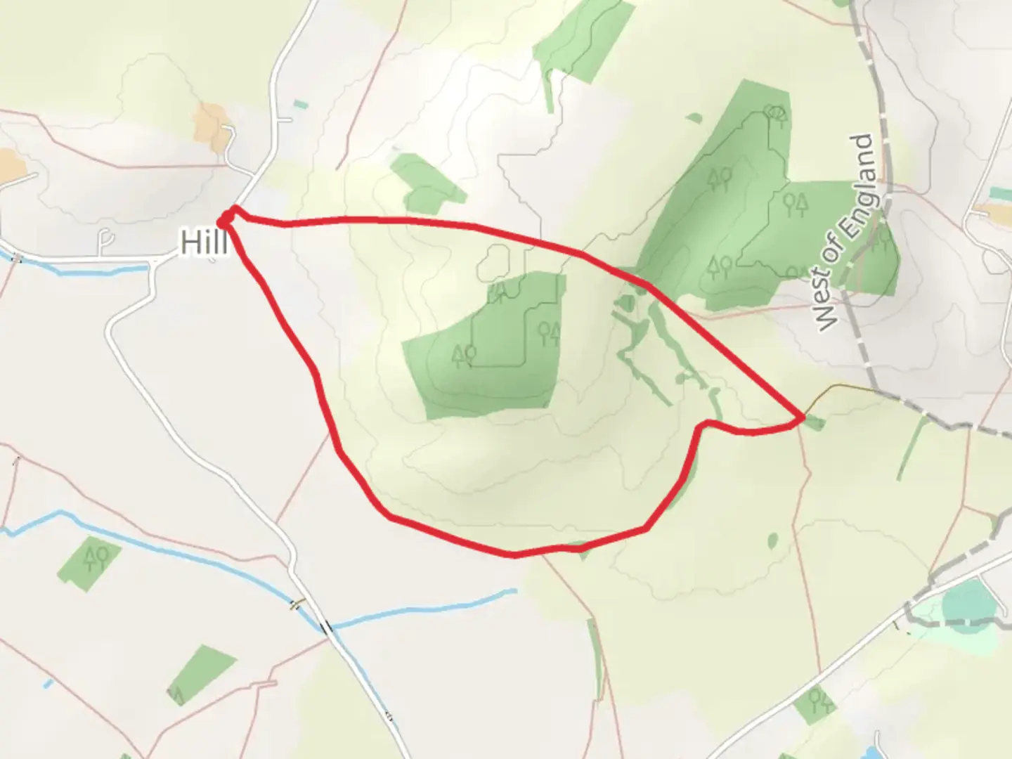 An image depicting the trail Churchhill Wood Loop and its surrounding area.