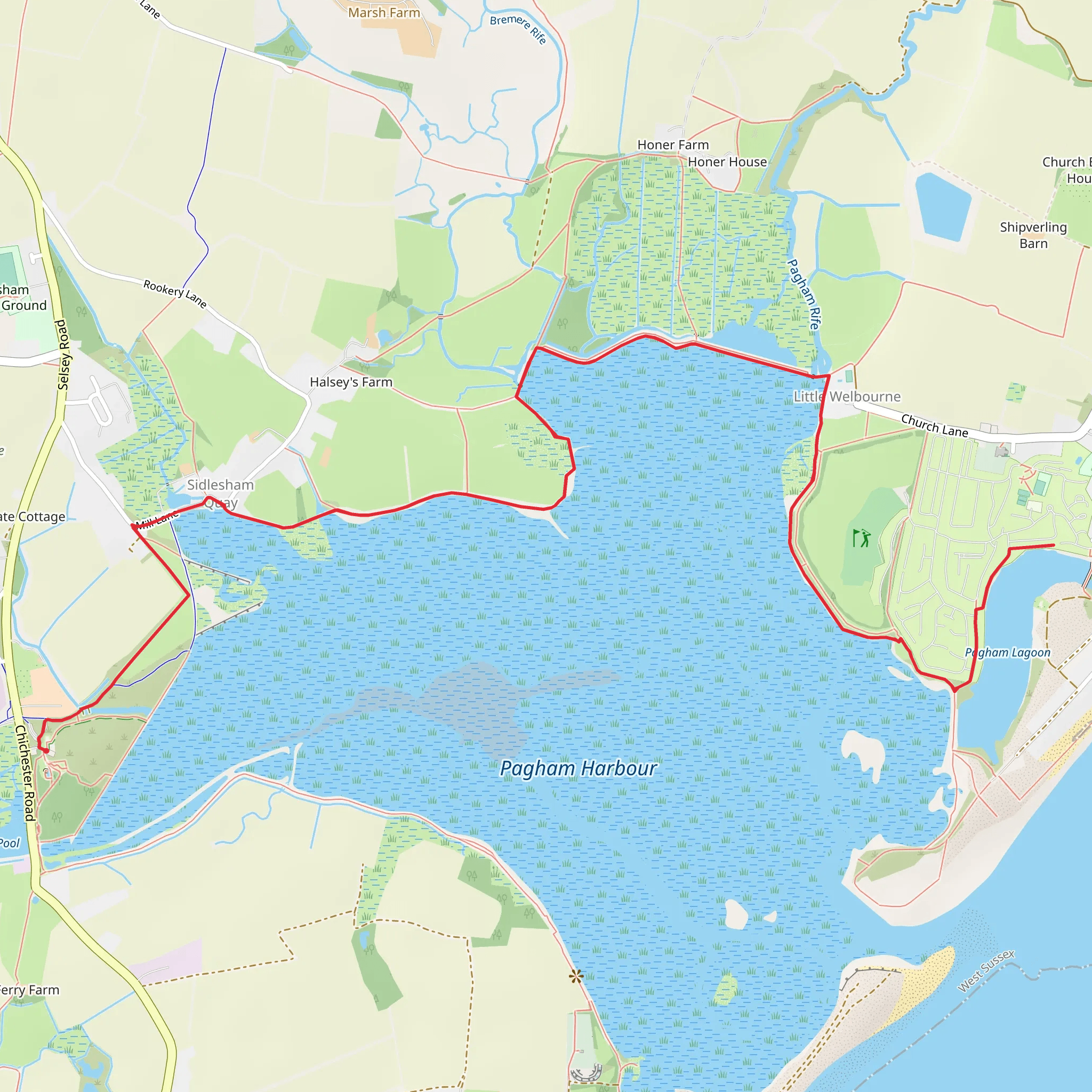 Pagham Harbour Walk mobile static map