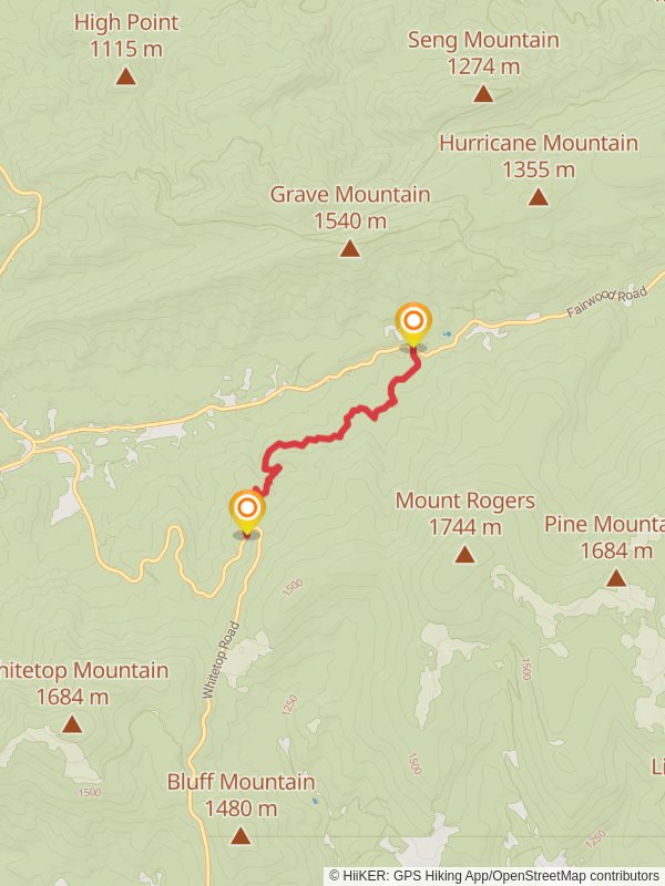 Grassy Branch Trail mobile static map