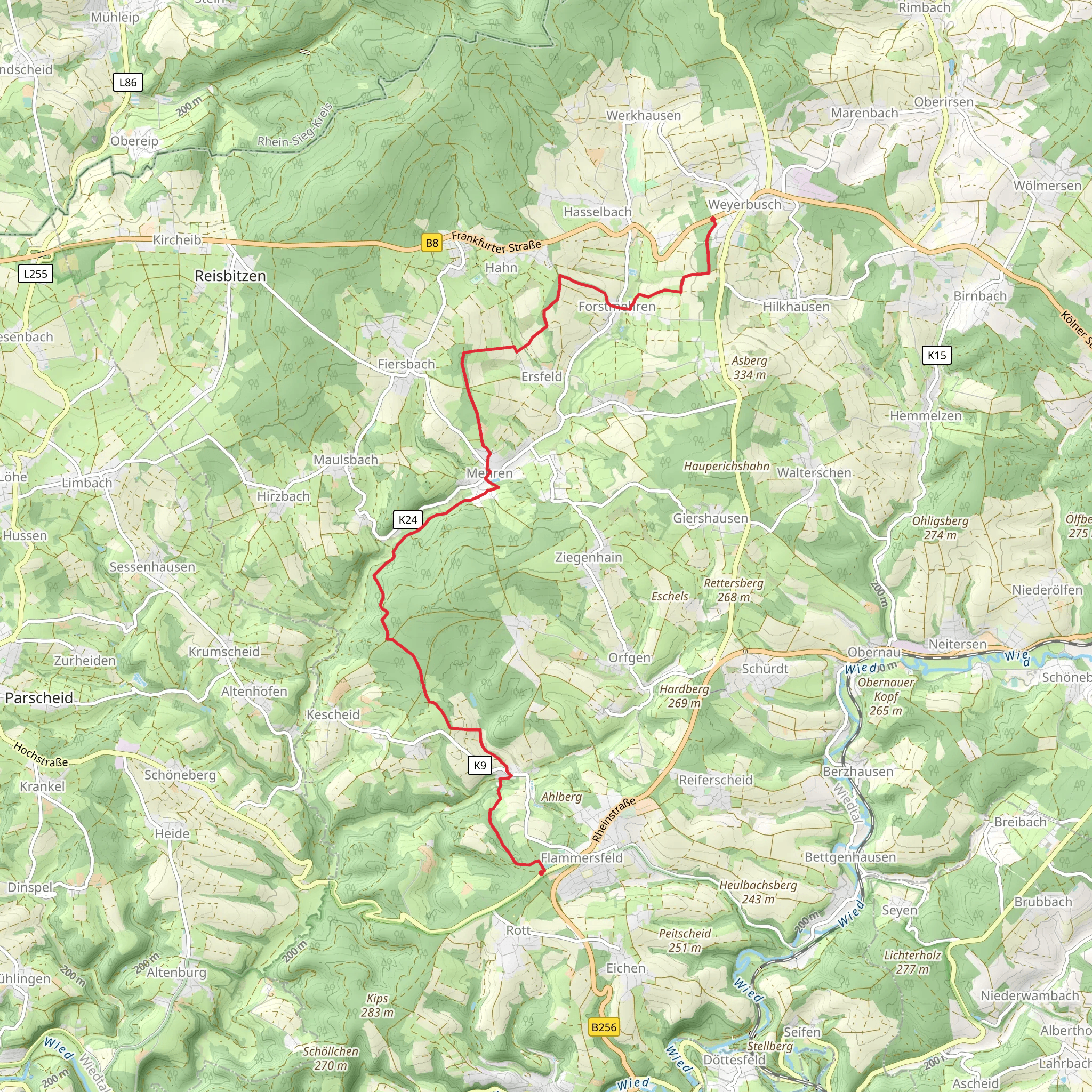 Weyerbusch to Flammersfeld Walk mobile static map