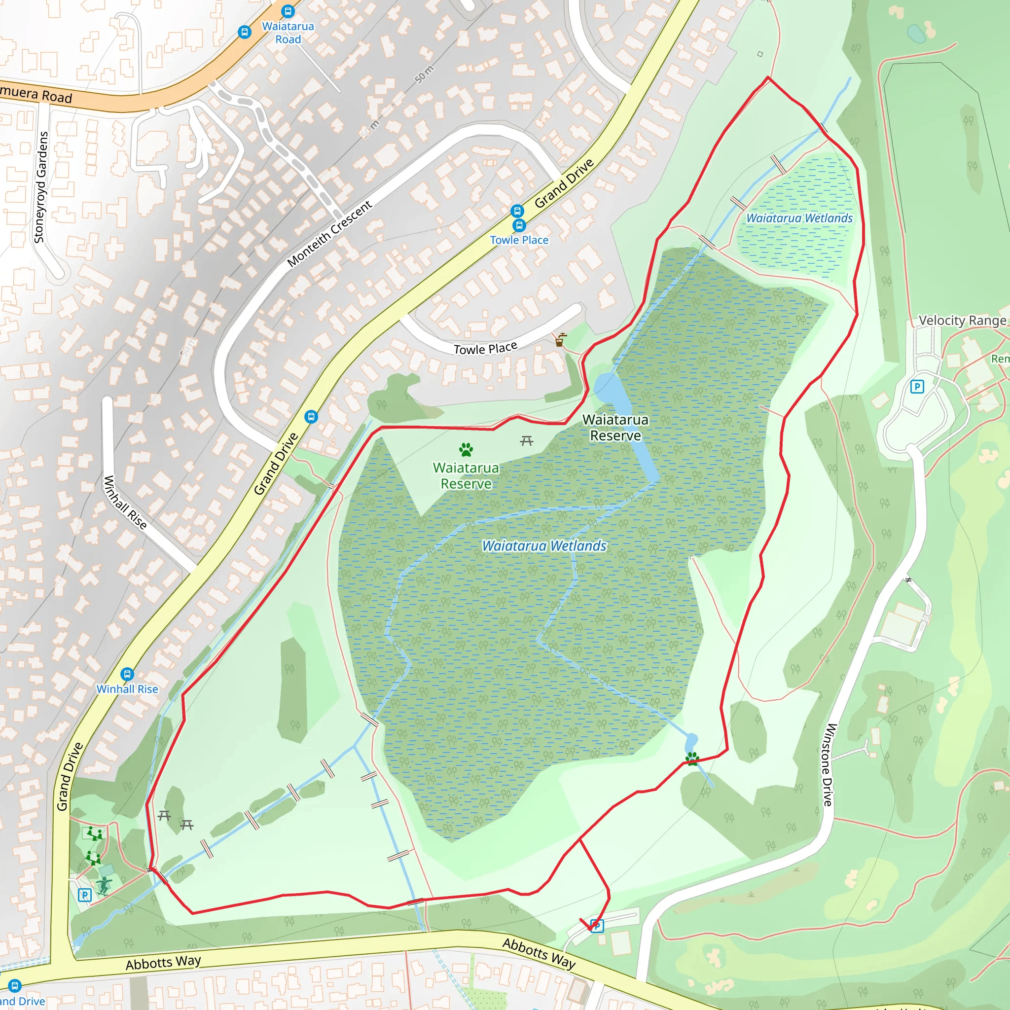 Waiatarua Wetland Walk mobile static map