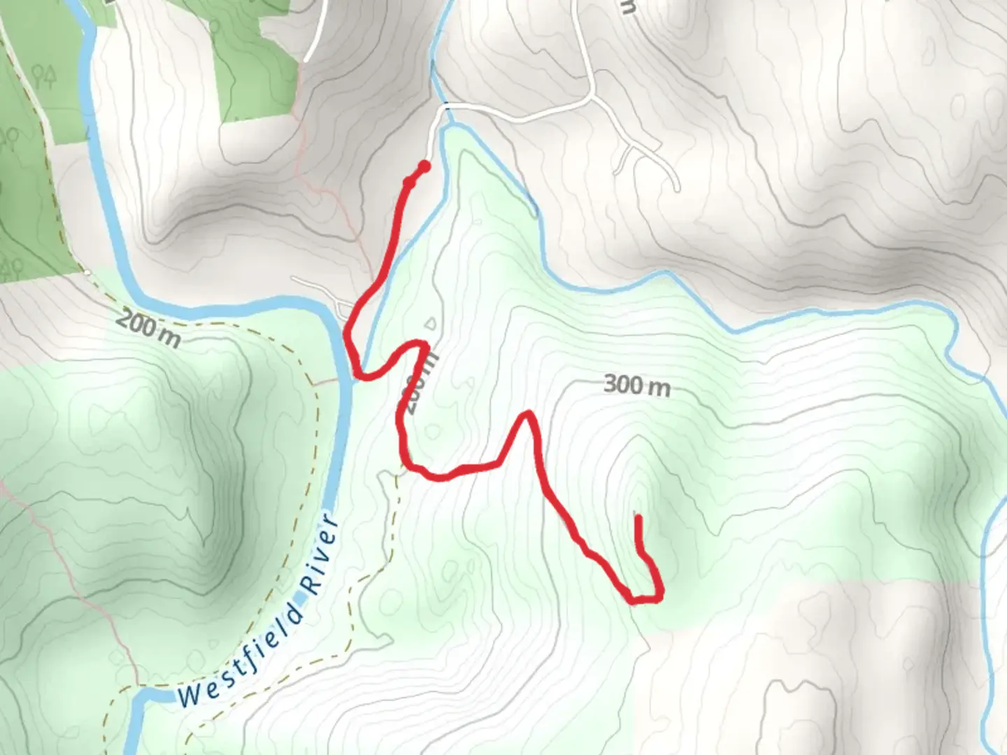 An image depicting the trail Indian Hollow and its surrounding area.