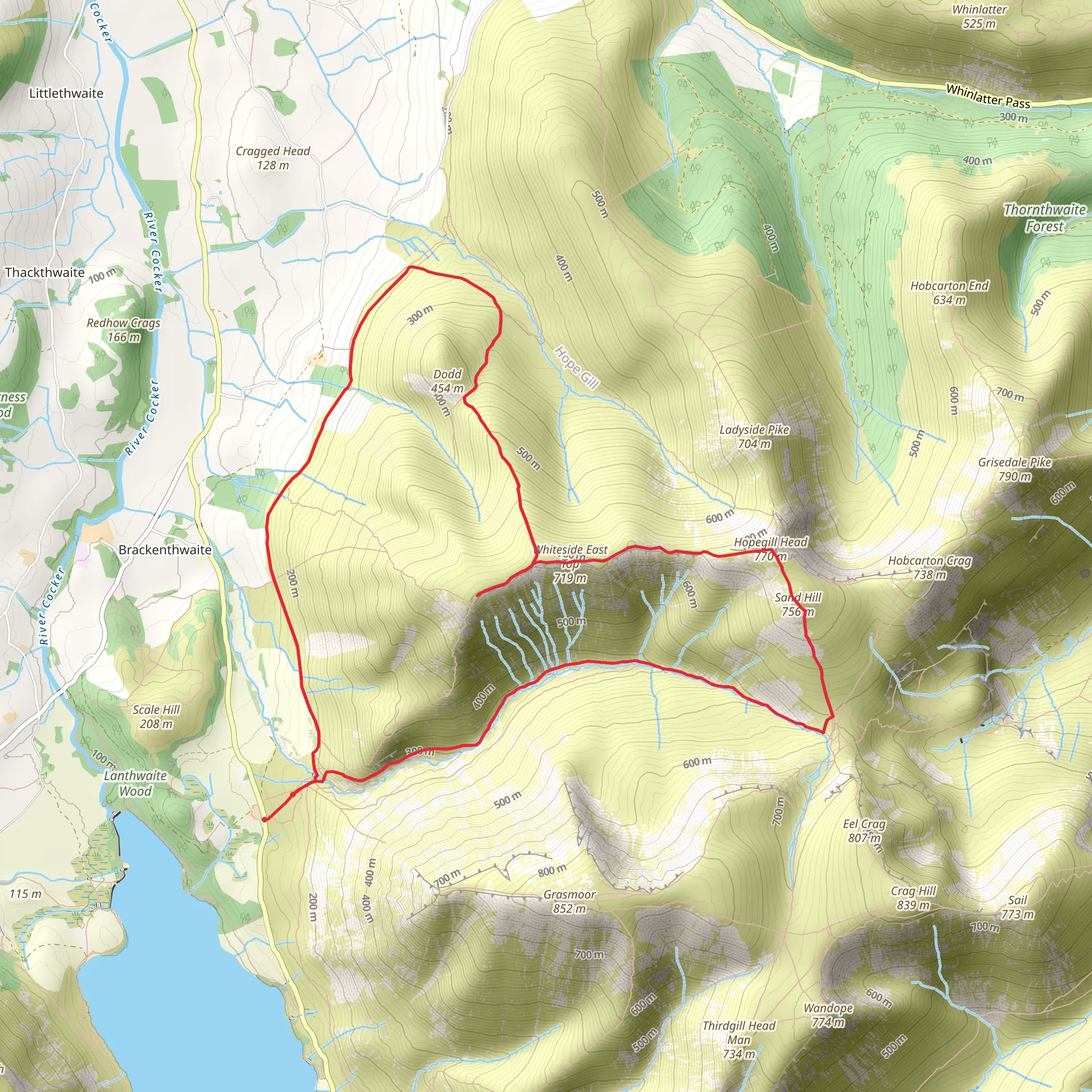 Dodd, Whiteside and Hopegill Head Loop - Crummock Water mobile static map