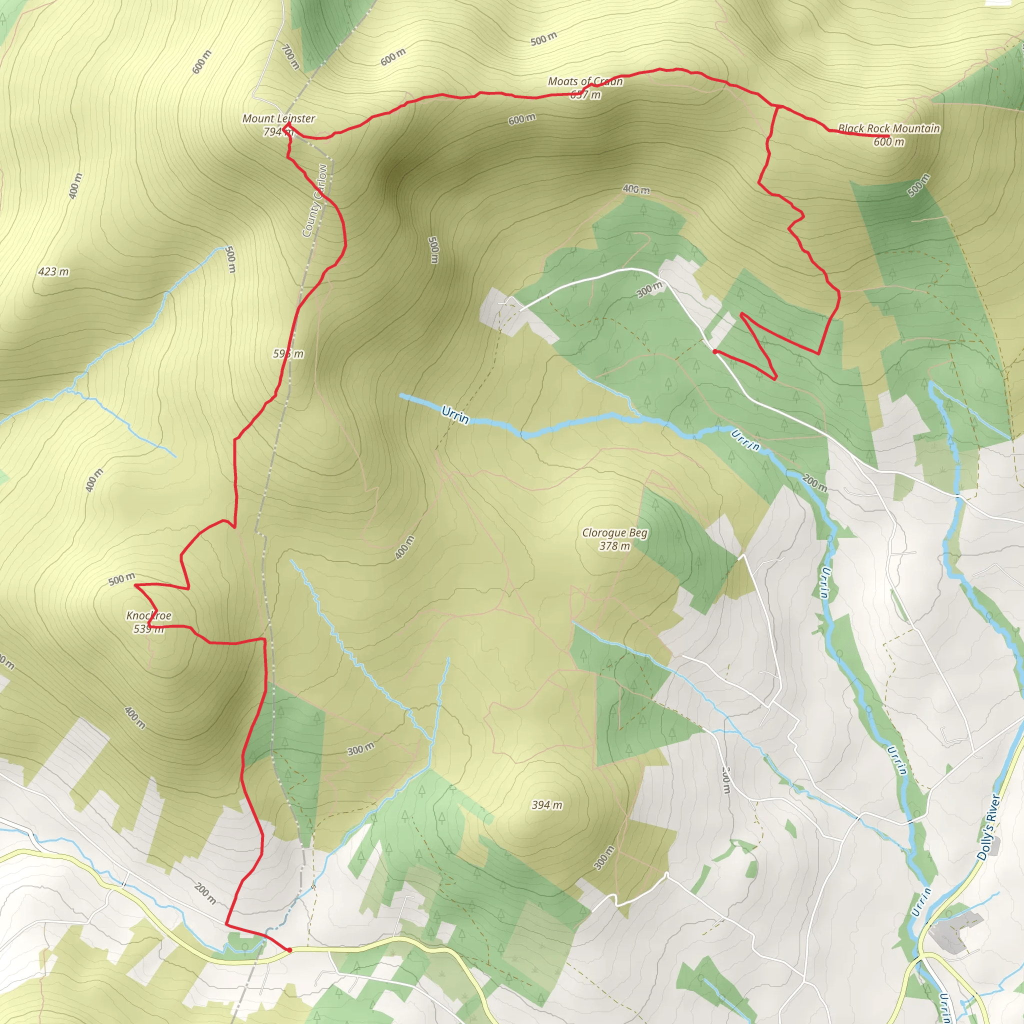 Black Rock Mountain to Knockroe Walk mobile static map