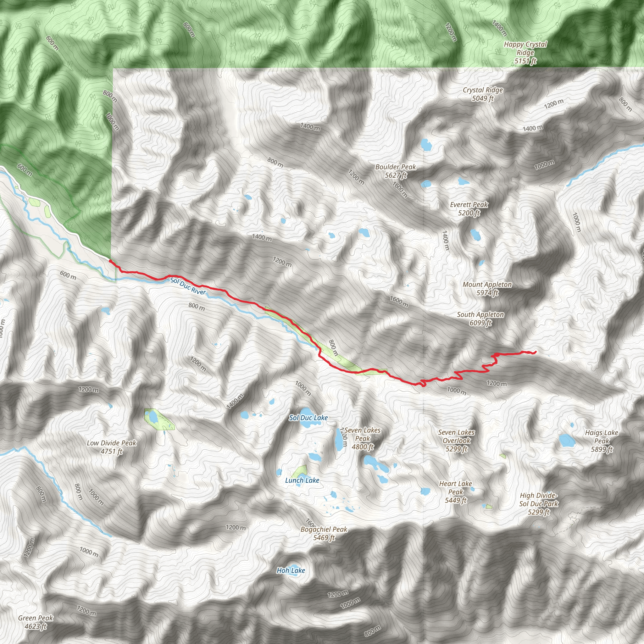 Appleton Pass via Sol Duc Falls Nature Trail mobile static map