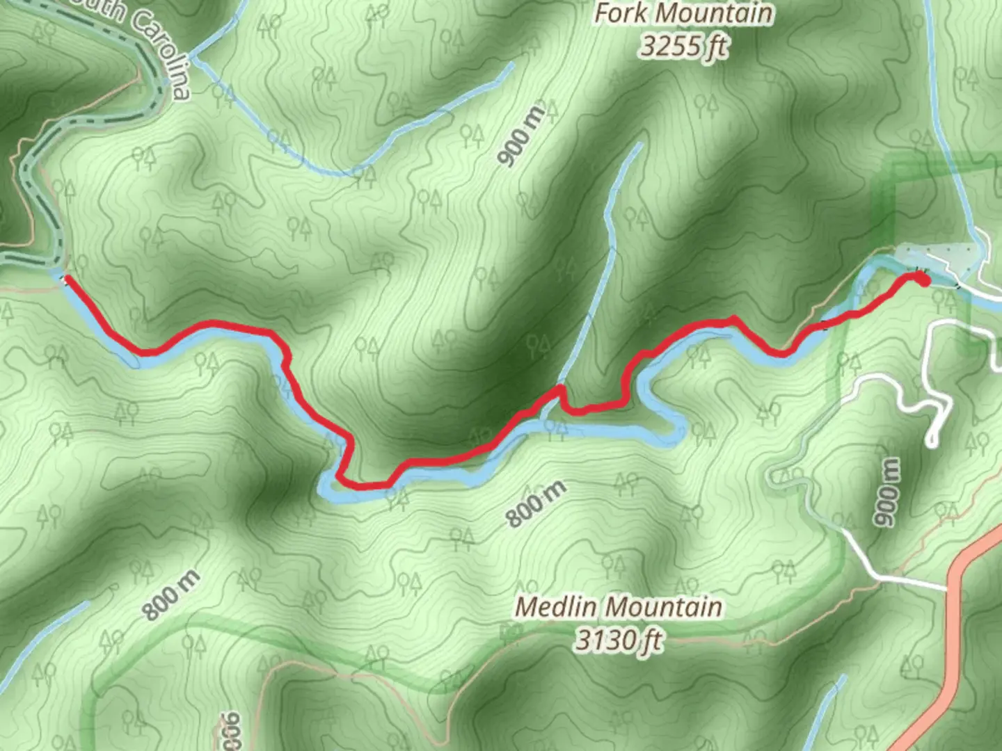 An image depicting the trail East Fork Chattooga River and its surrounding area.