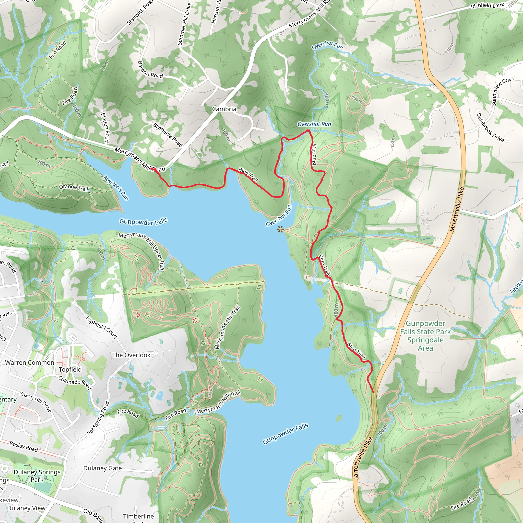 Gunpowder Falls - Blue Trail mobile static map