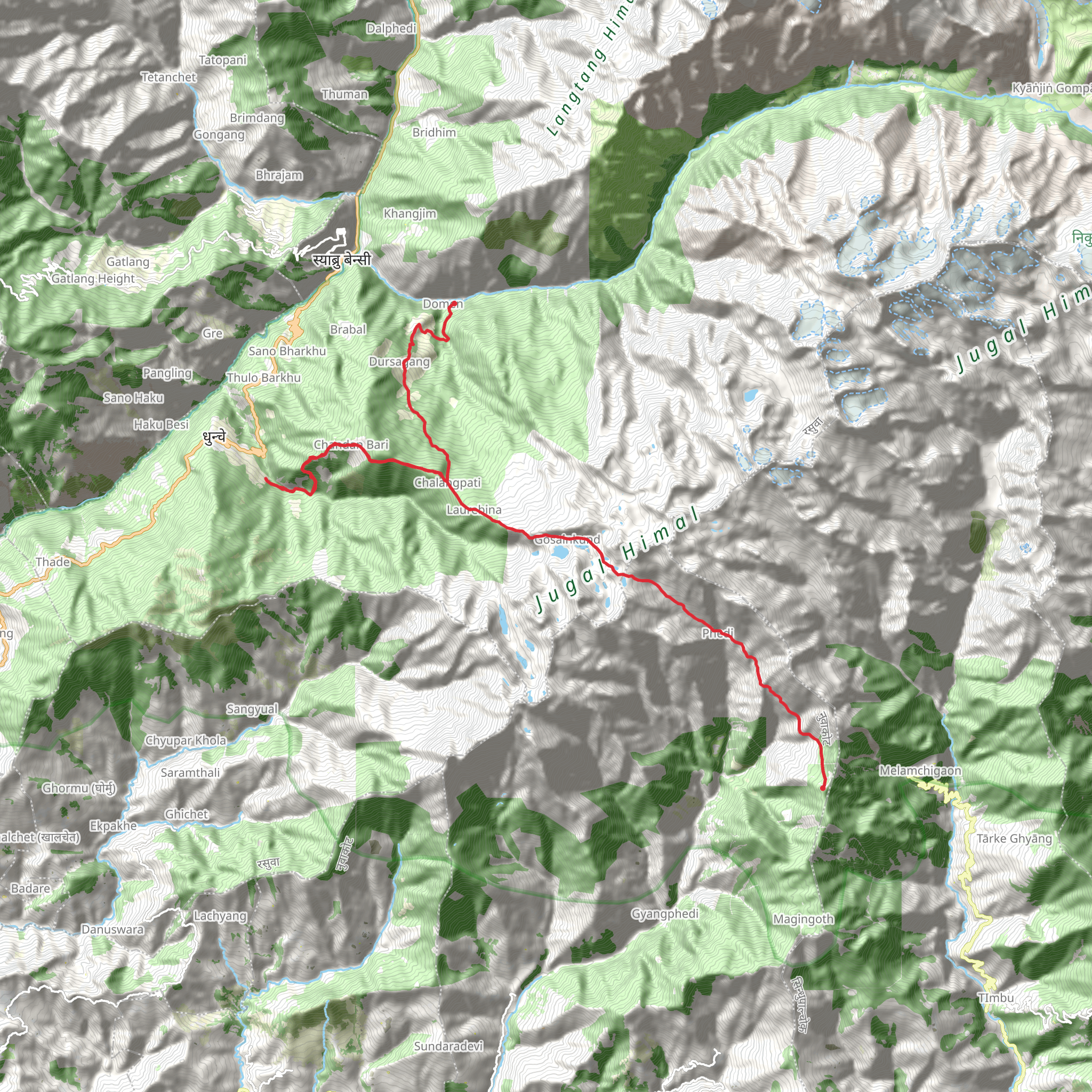 Gosainkunda Trek mobile static map