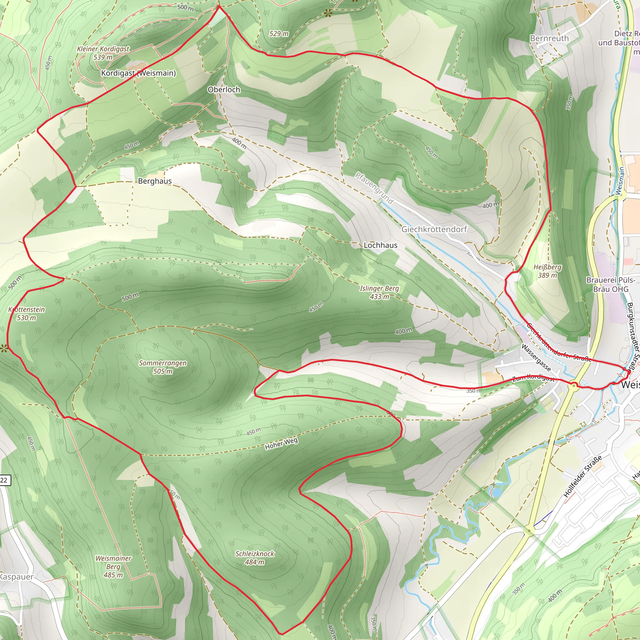 Schleizknock-Kordigast- Berglauf mobile static map