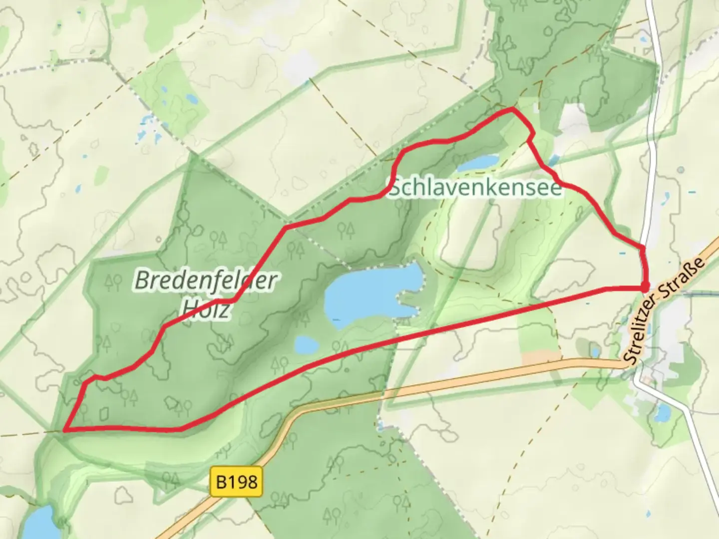 An image depicting the trail Bredenfelder Holz via Eisenbahnradweg and its surrounding area.