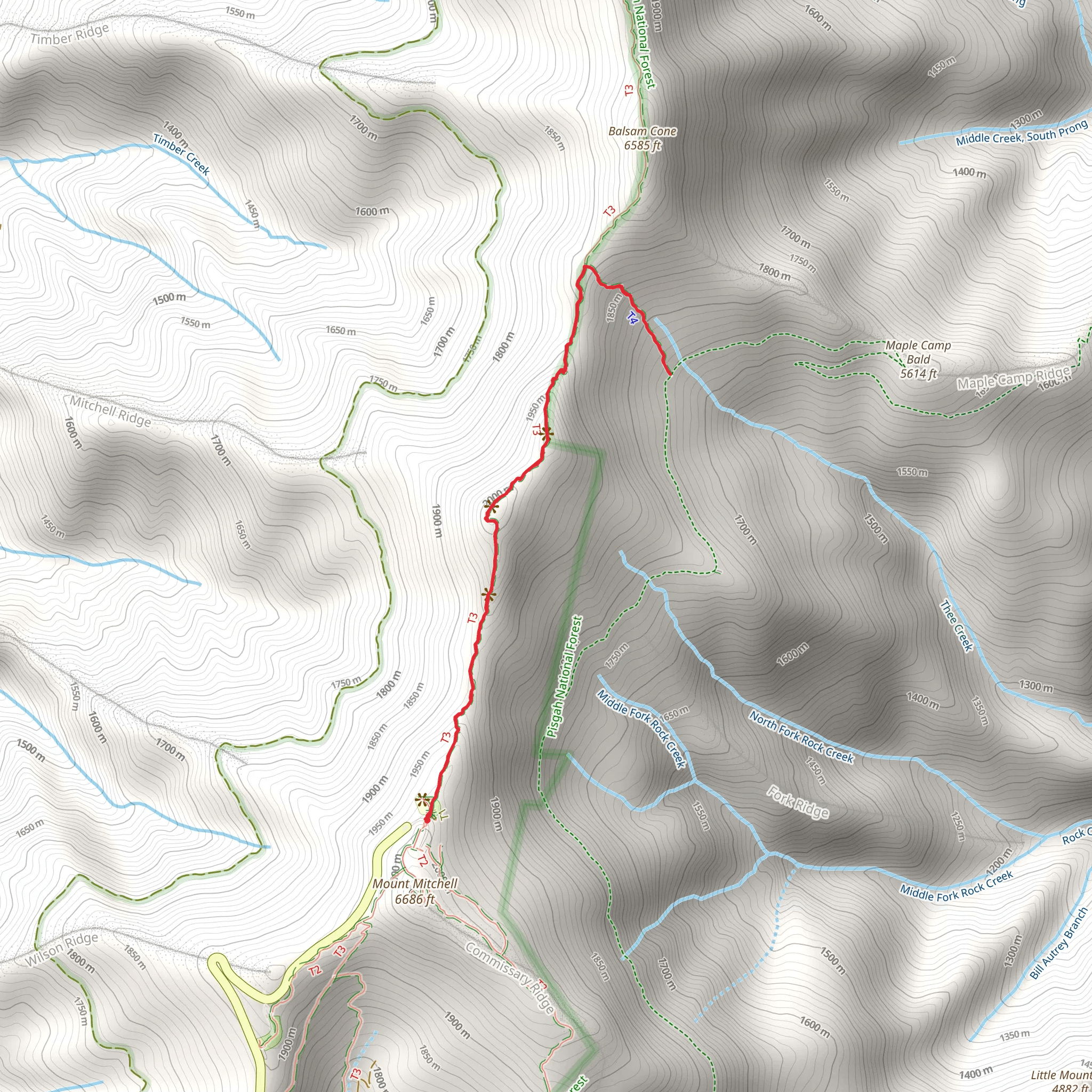 Mount Craig and Big Tom via Deep Gap Trail mobile static map