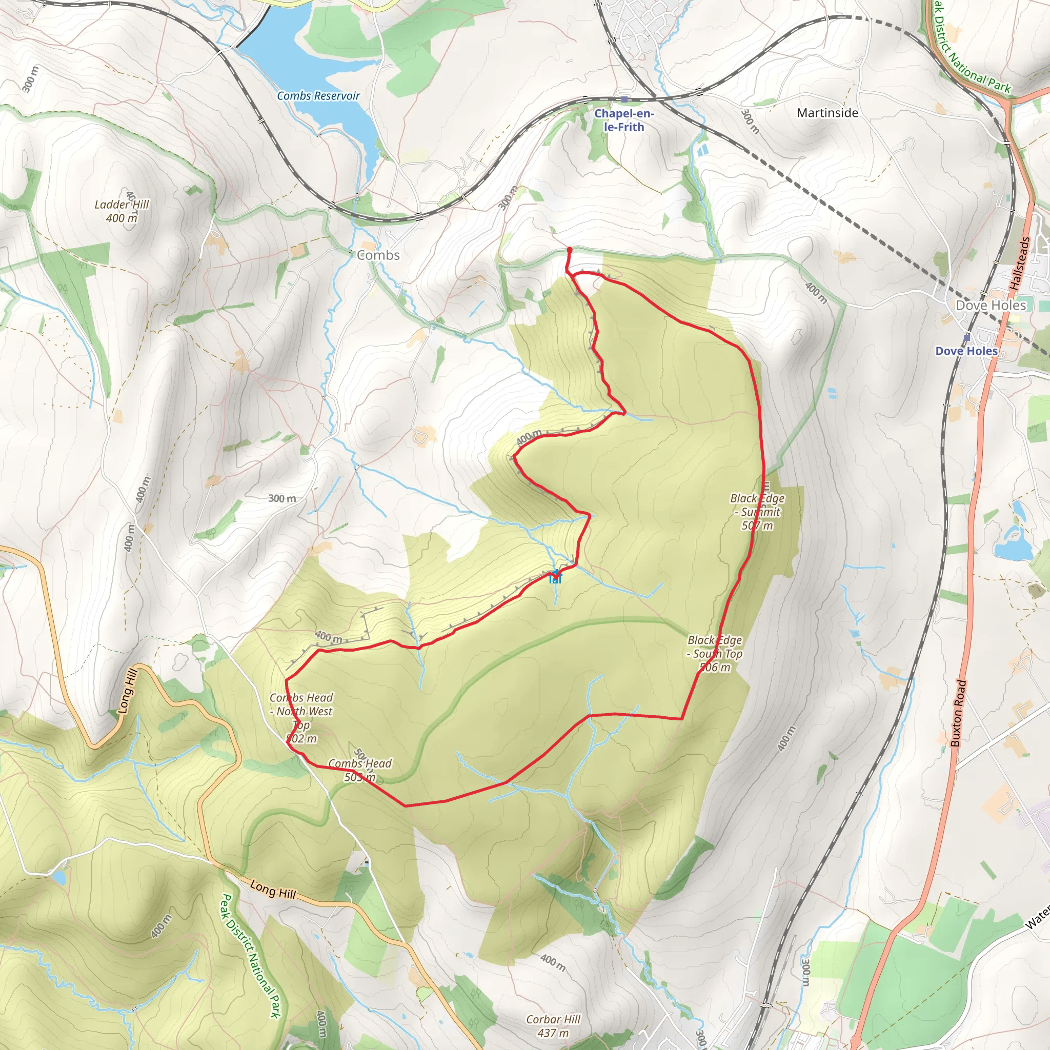 The Edges of Combs Moss near Chapel-en-le-Frith mobile static map