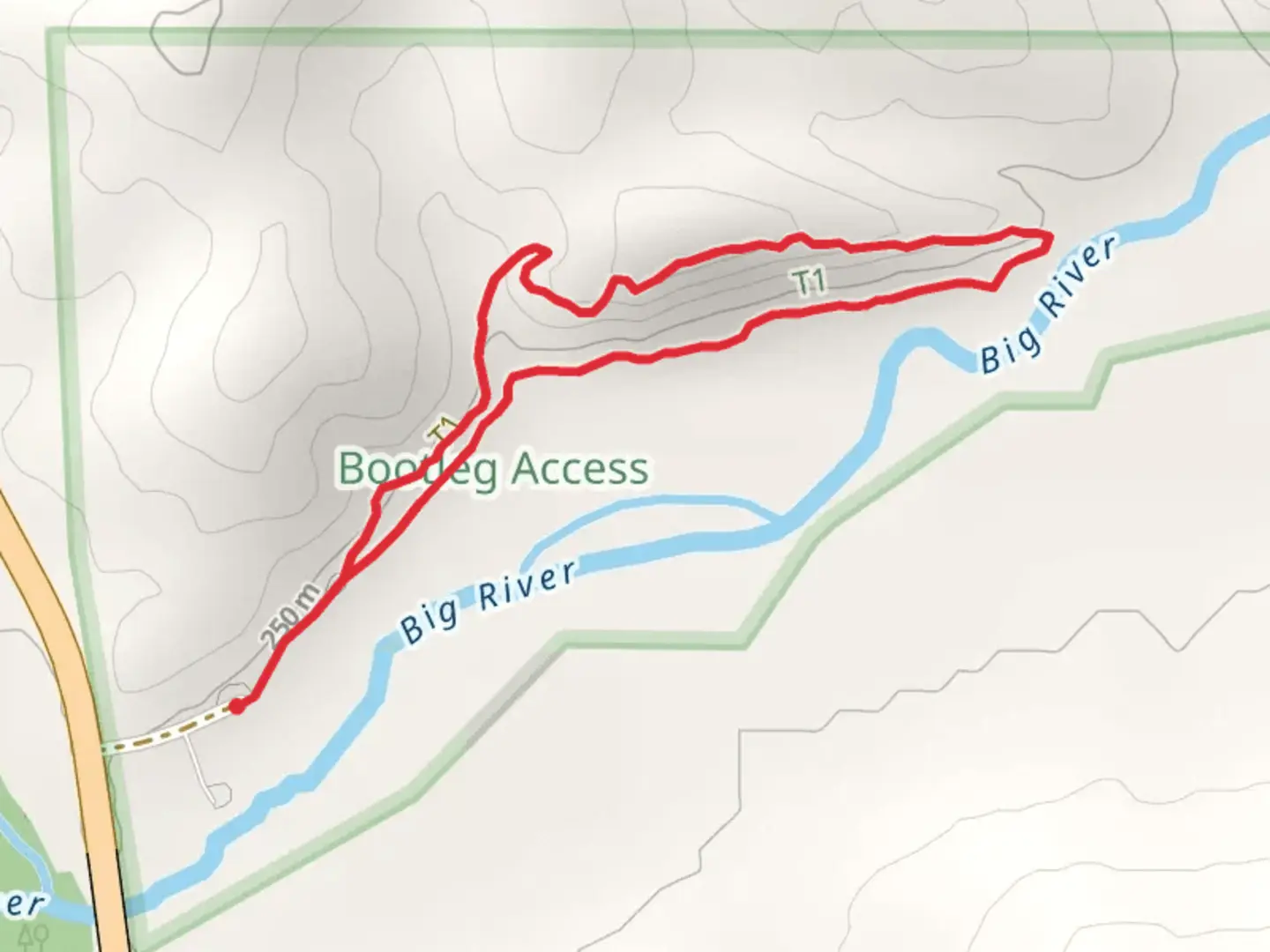 An image depicting the trail Bootleg Access Loop Trail and its surrounding area.