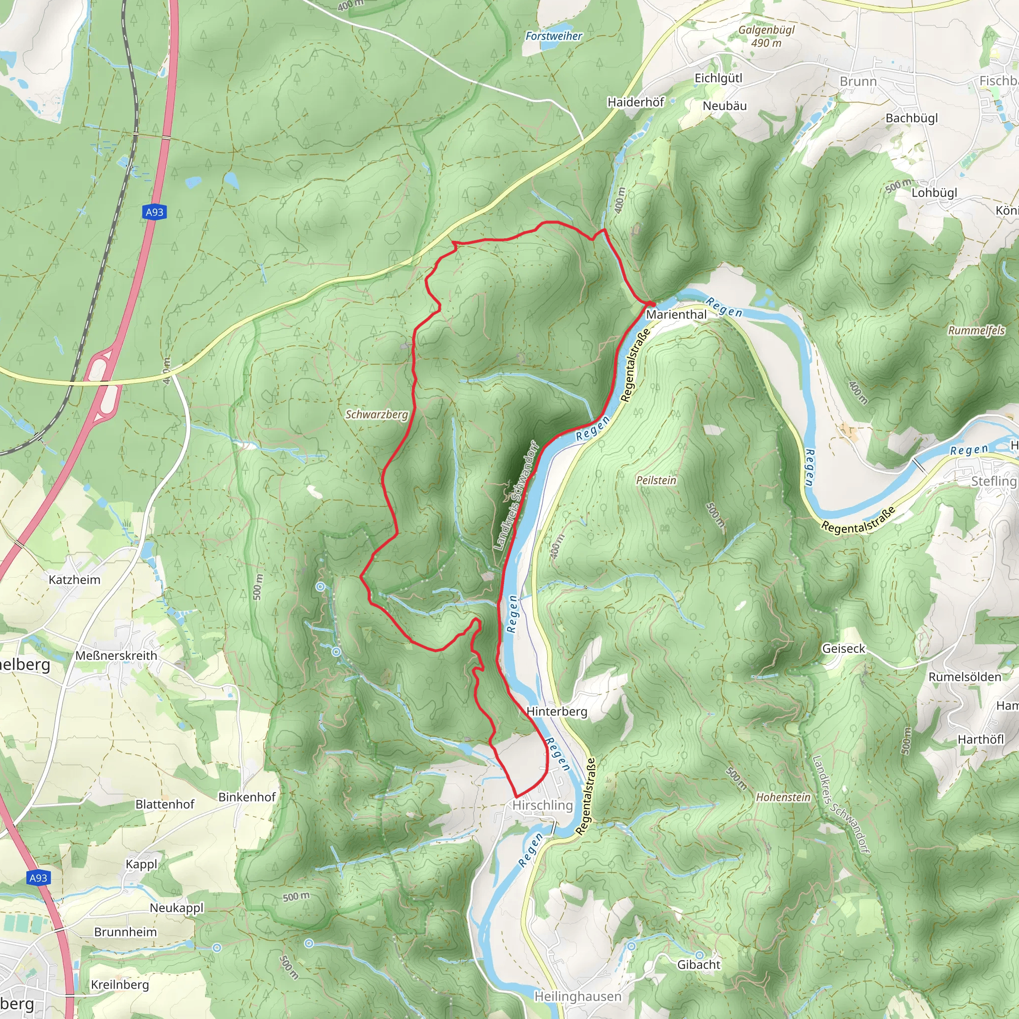 Regen via Schwarzbergtour mobile static map