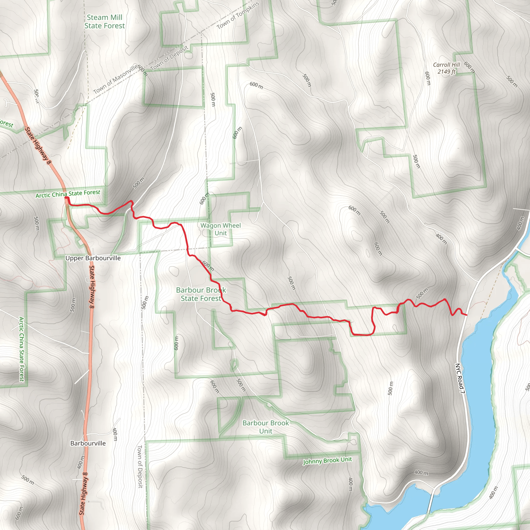 Finger Lakes Trail from Upper Barbourville mobile static map