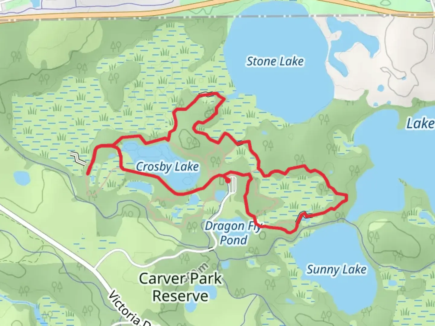 An image depicting the trail Crosby Lake Loop and its surrounding area.