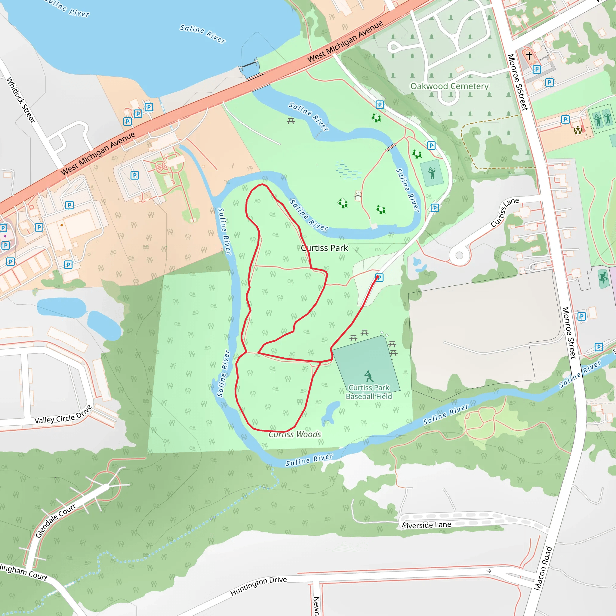 Curtiss Park Loop mobile static map