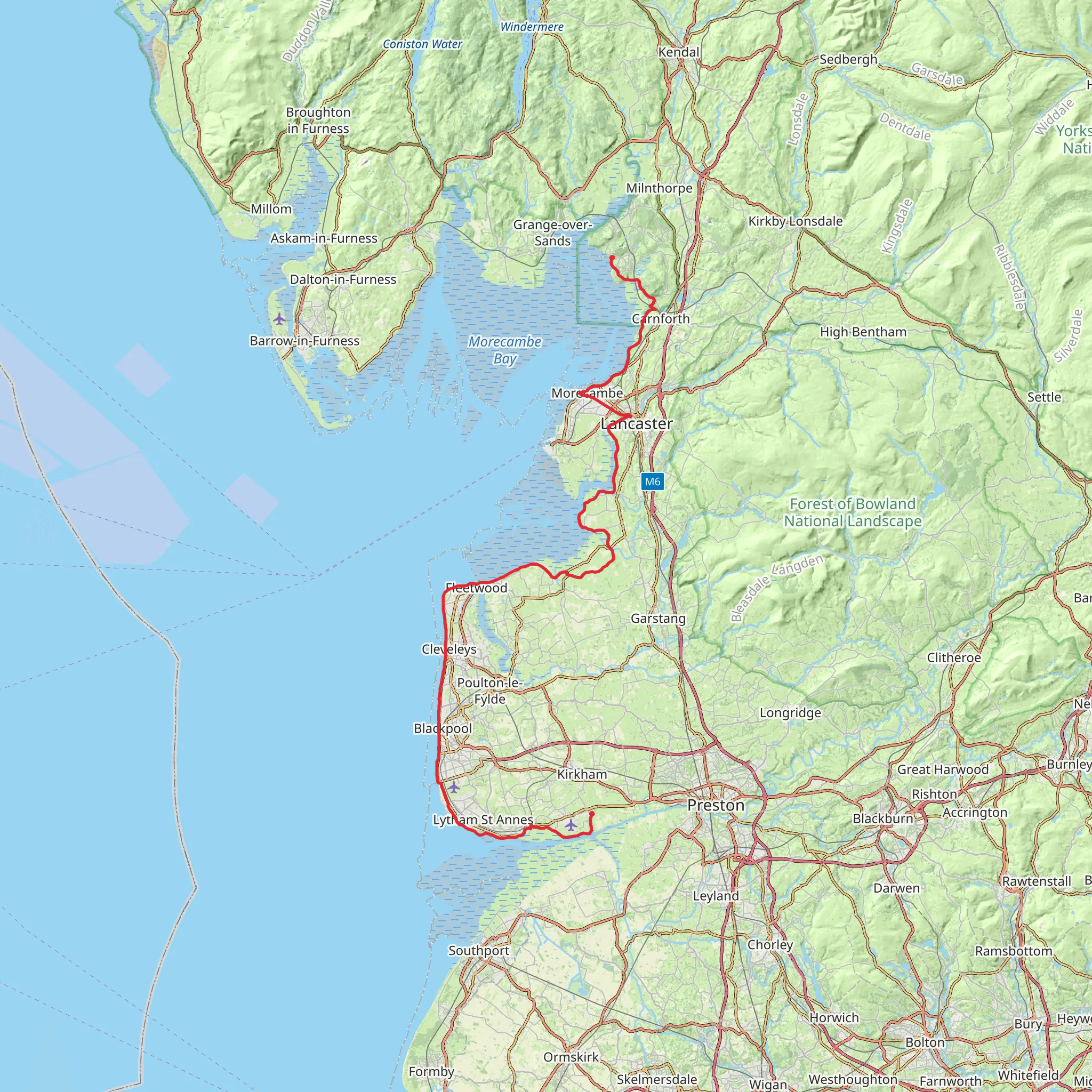 Lancashire Coastal Way mobile static map