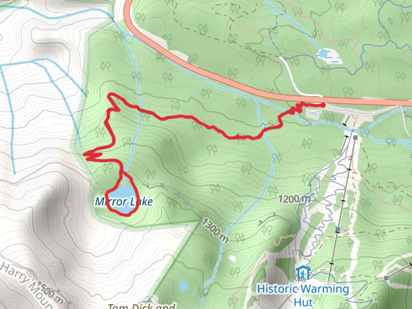 An image depicting the trail Mirror Lake via Mirror Lake Trail and its surrounding area.
