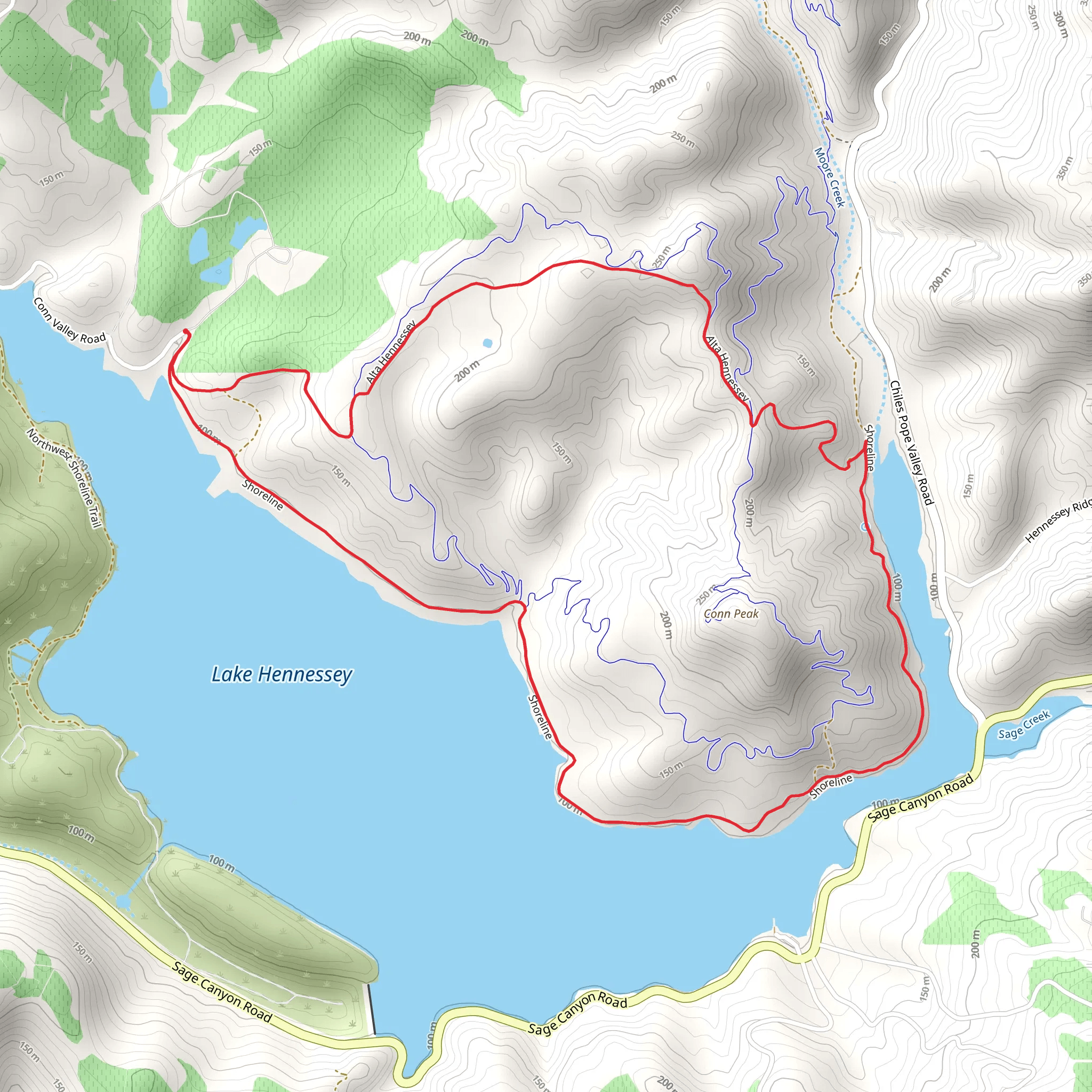 Conn Peak - Lake Hennessey Loop mobile static map