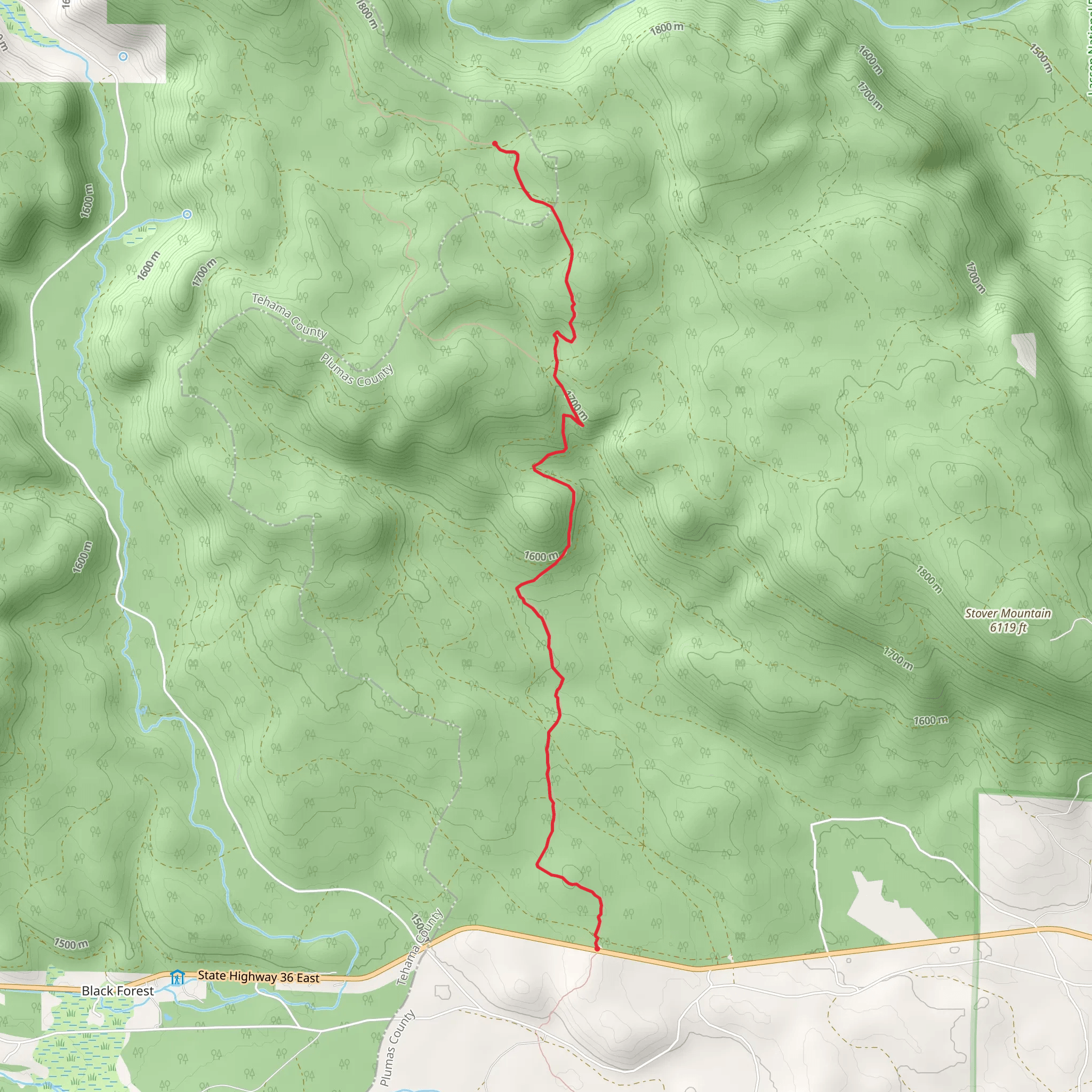 Pacific Crest Trail - Highway 36 mobile static map