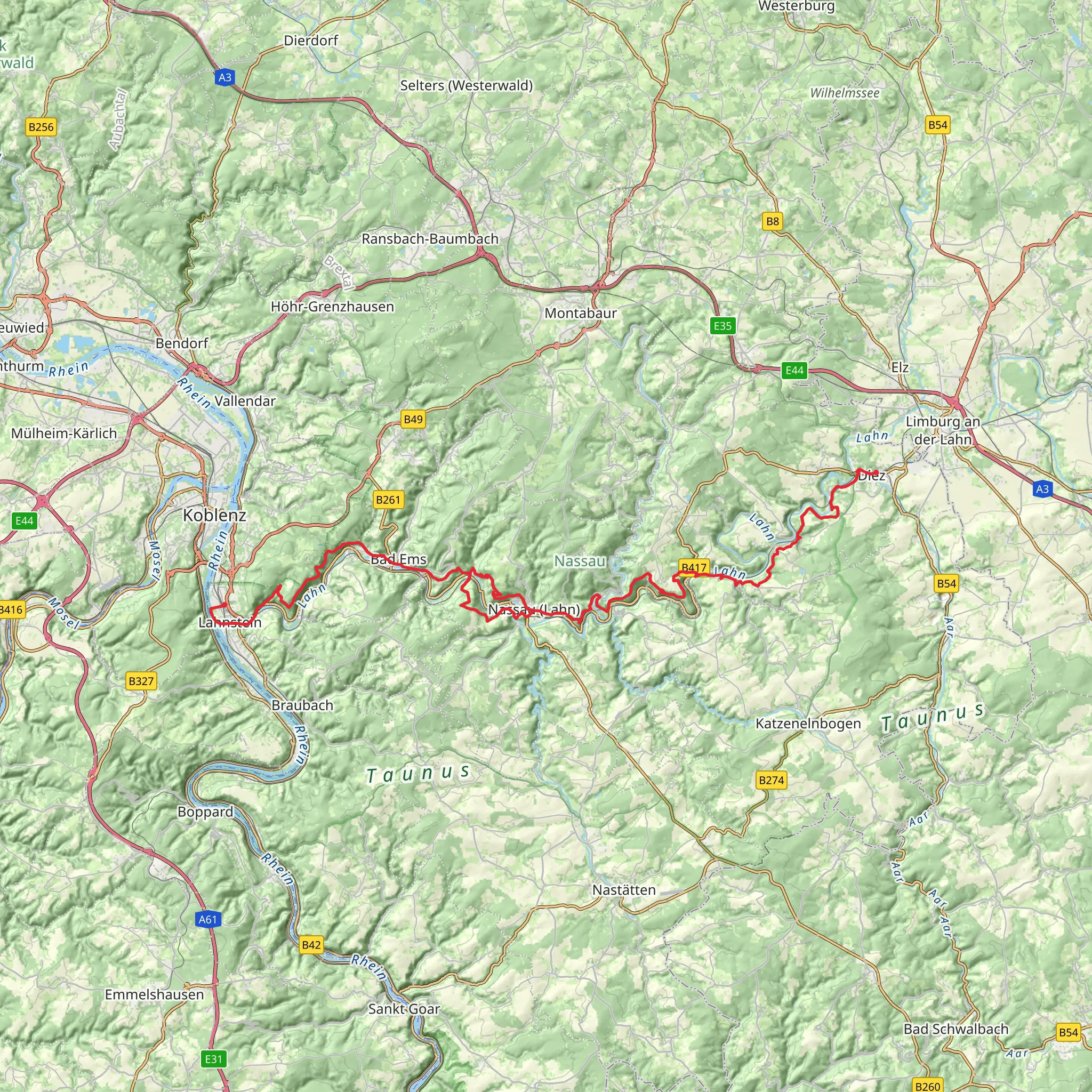 Lahnwanderweg mobile static map