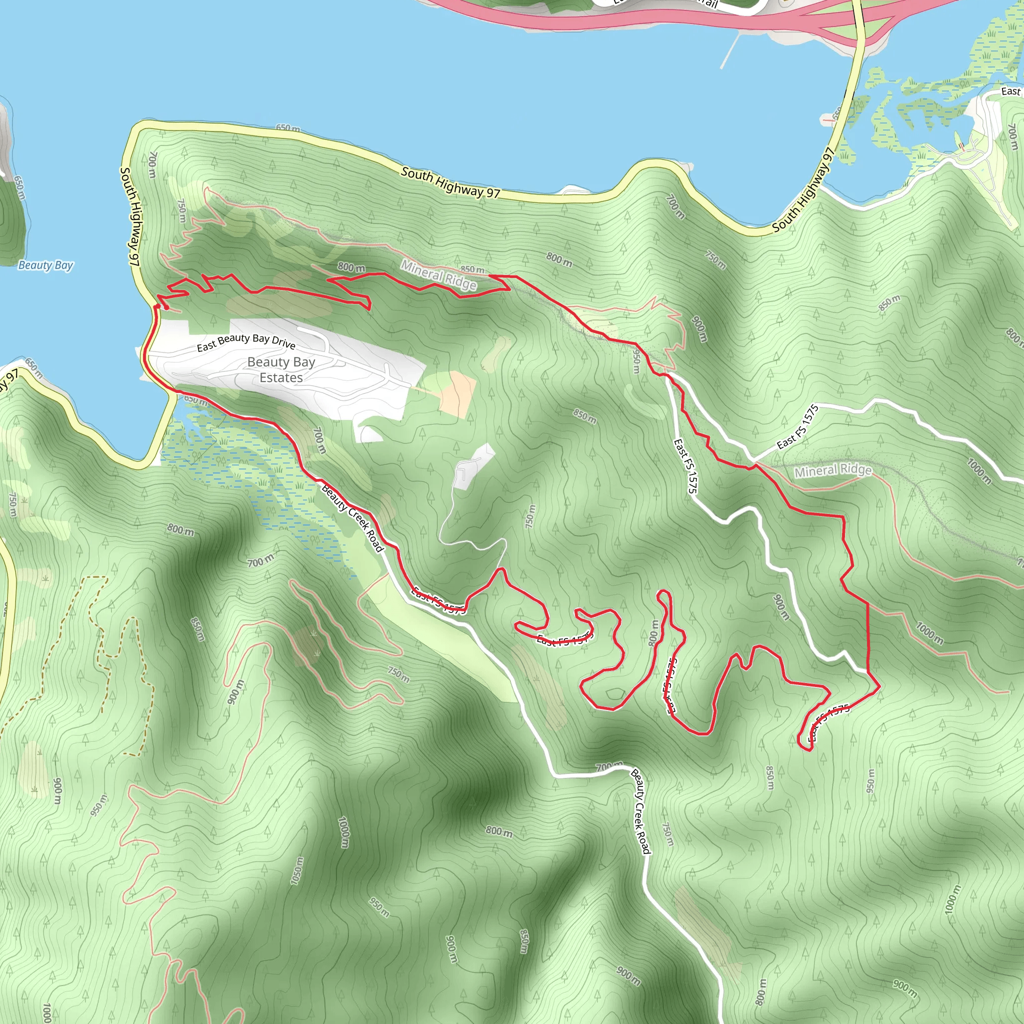 Mineral Ridge Trail and Beauty Creek Road Loop mobile static map