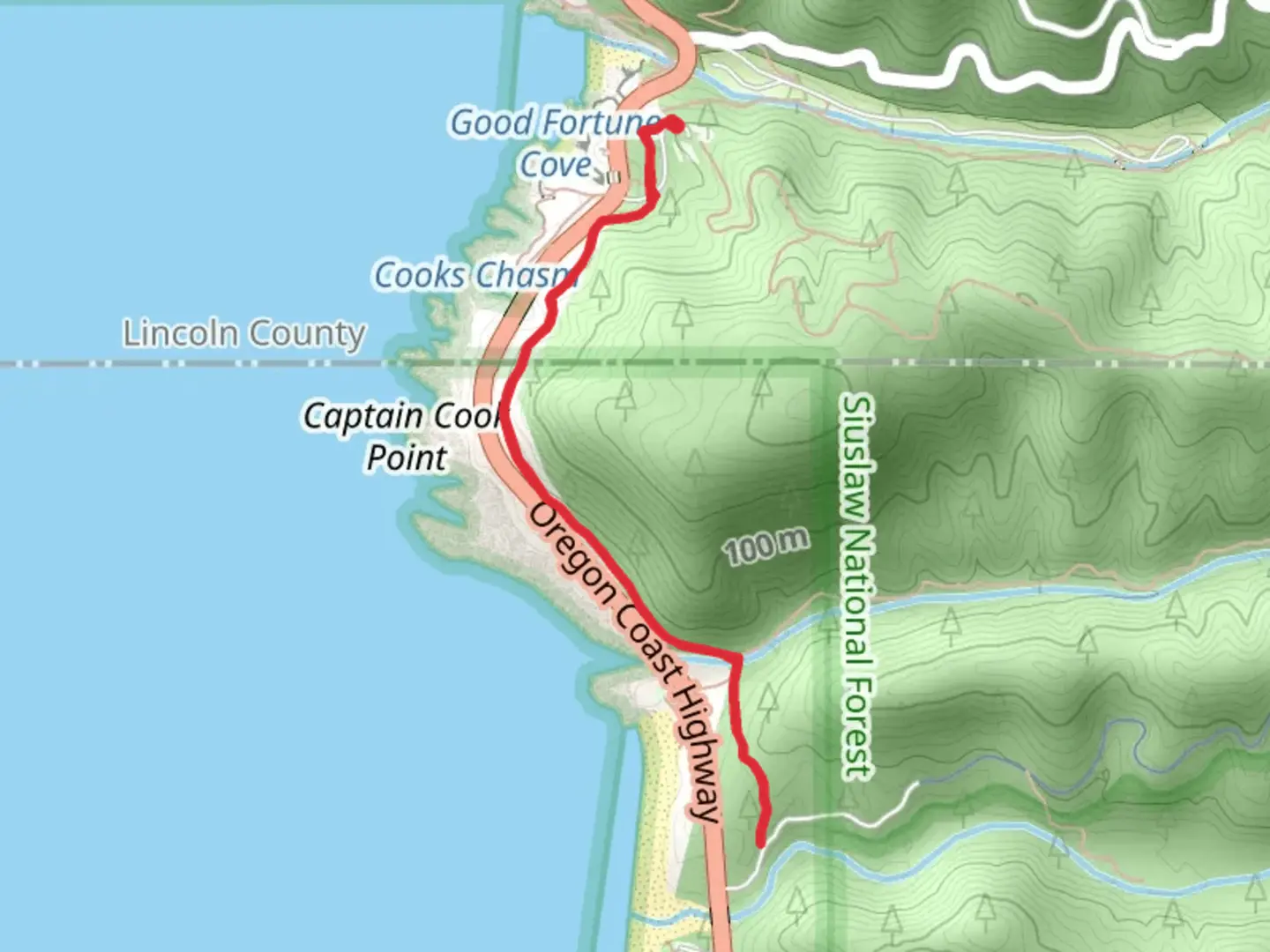 An image depicting the trail Oregon Coast Trail - Cape Cove and its surrounding area.