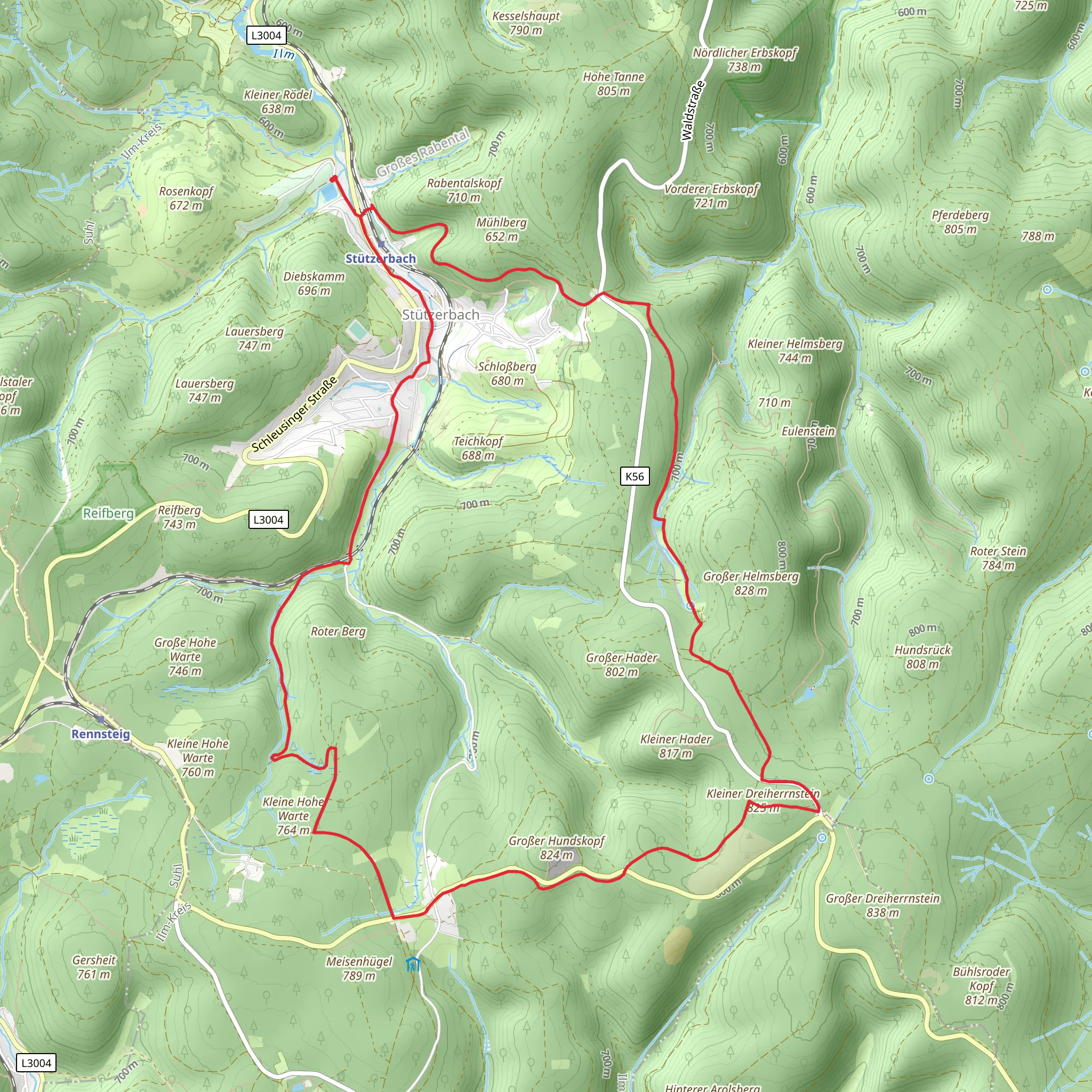 Kleine Hohe Warte and Kleiner Dreiherrnstein via Doktor Wald Weg mobile static map
