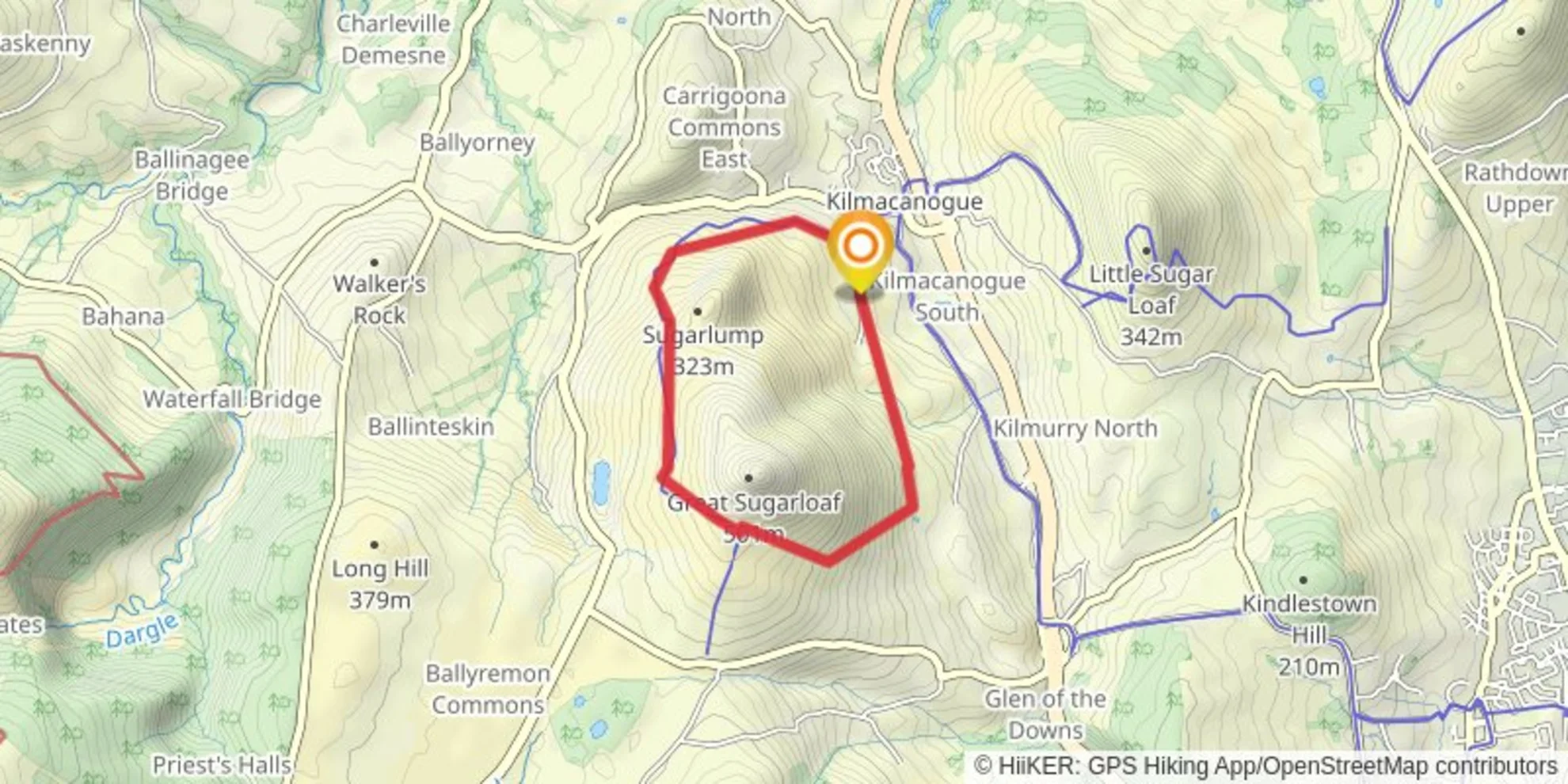 An image depicting the trail sugarloaf loop and its surrounding area.