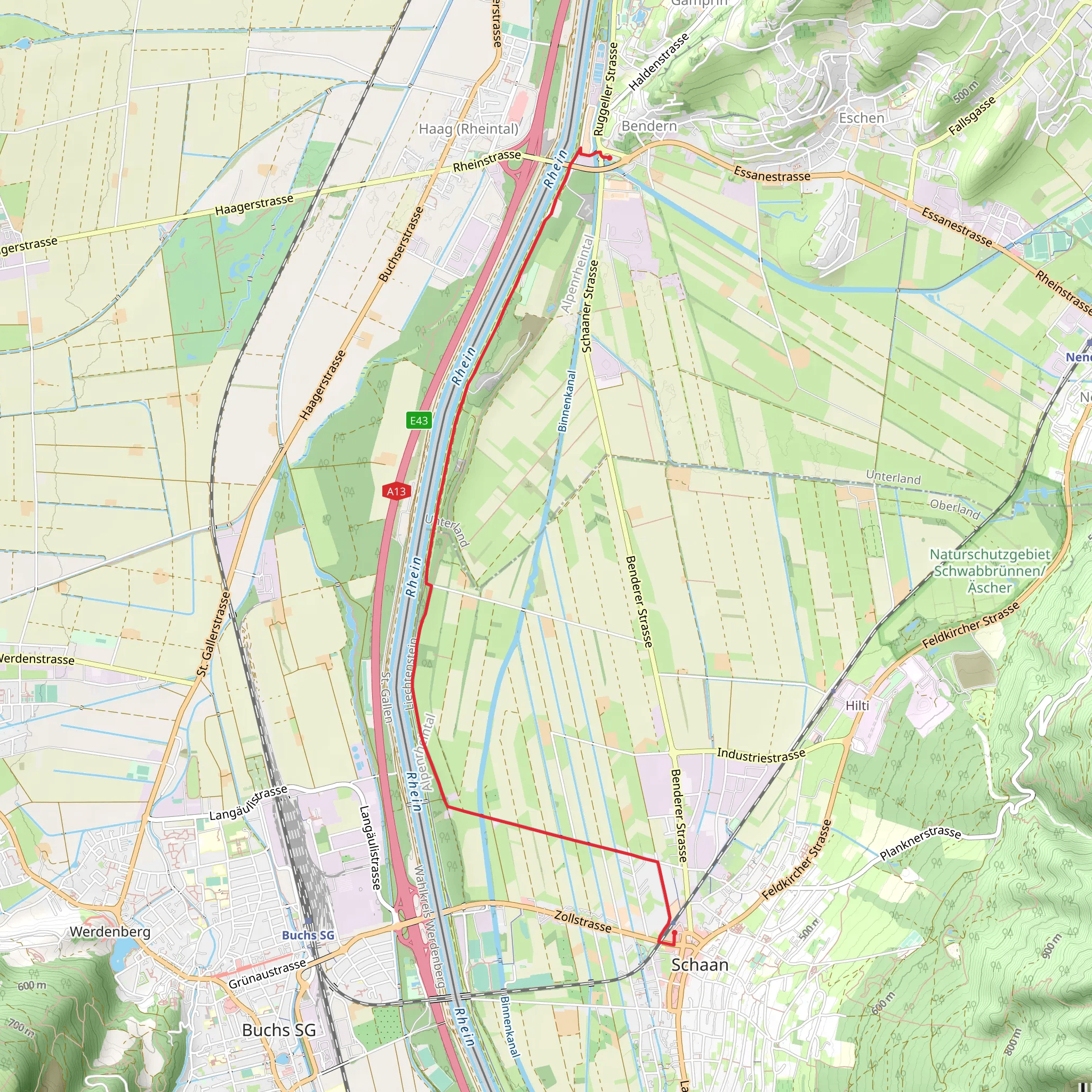 Bendern - Schaan Trail mobile static map