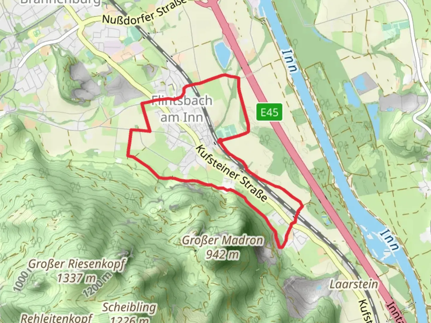 An image depicting the trail Flintsbach Dettendorfer Tour and its surrounding area.