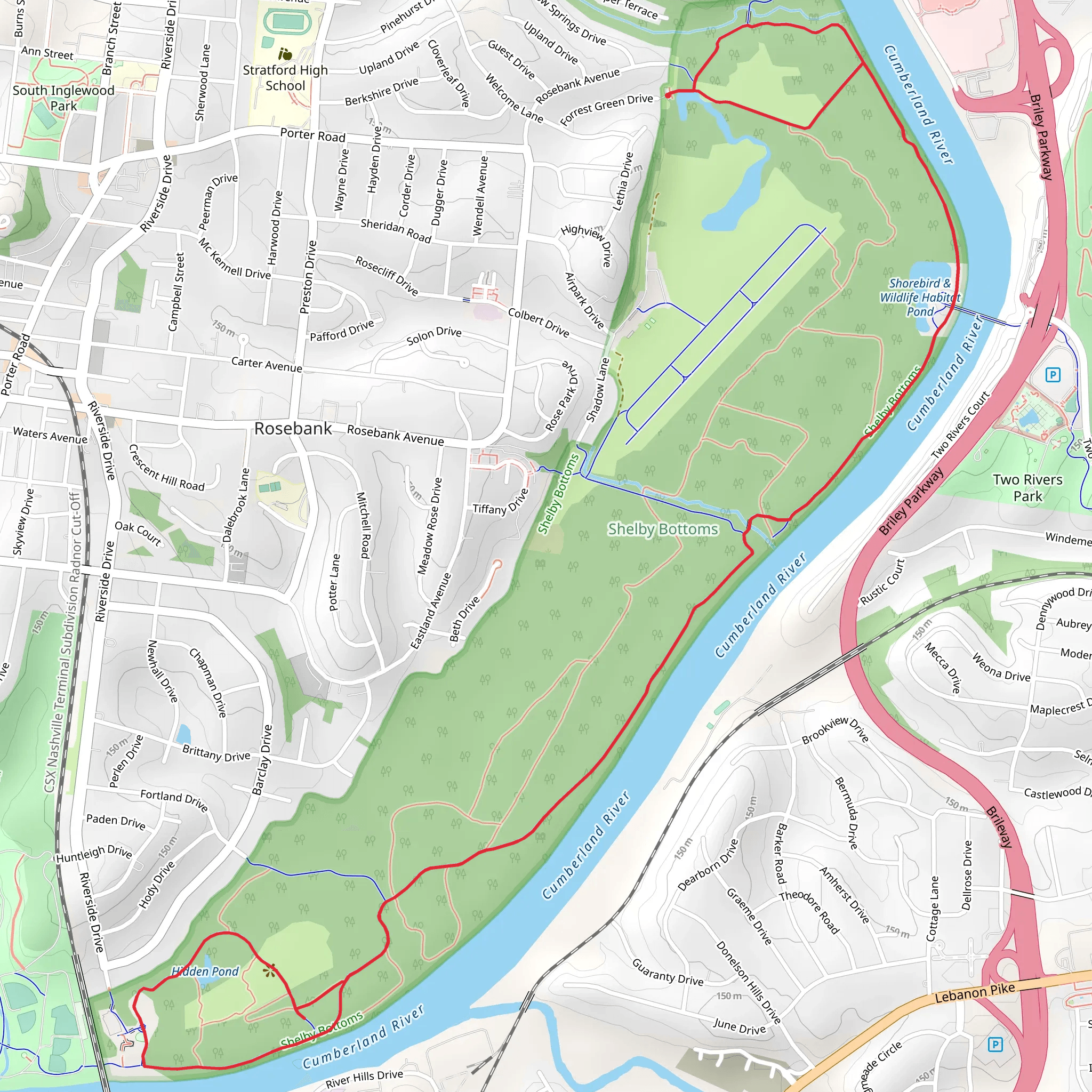 Walk along Cumberland River mobile static map