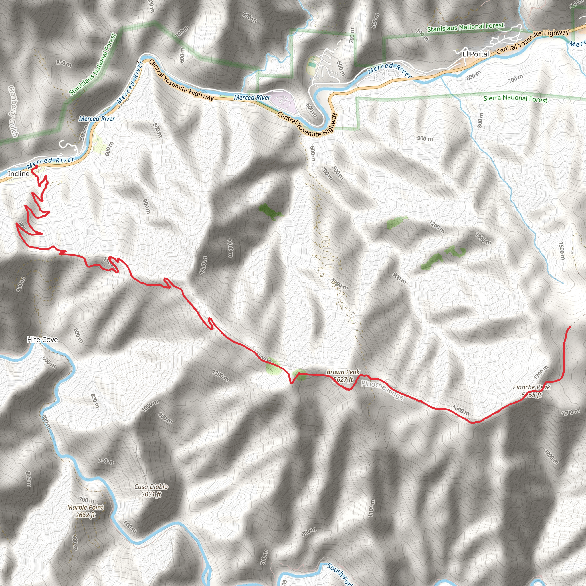 Pinoch Ridge Trail mobile static map