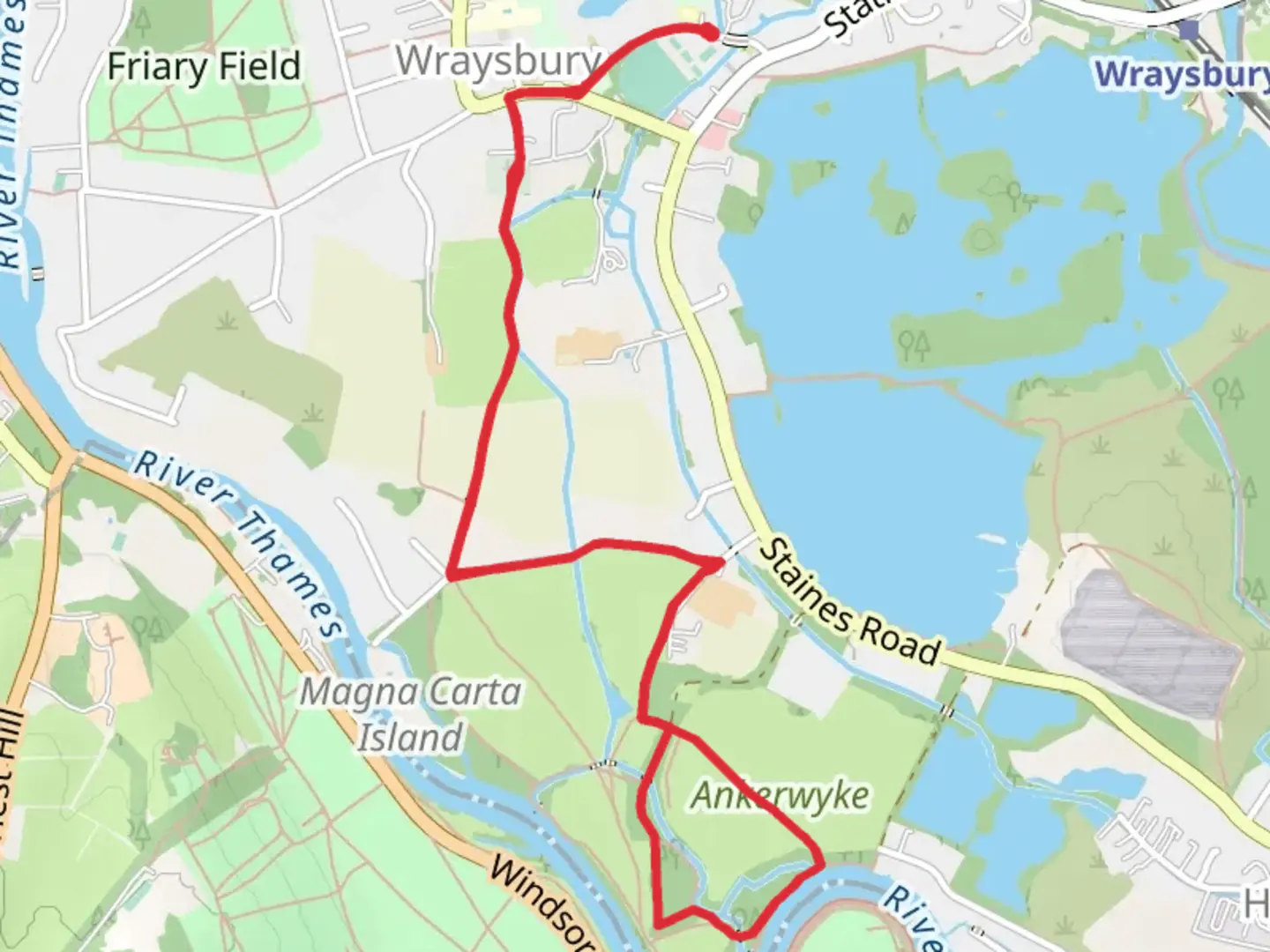 An image depicting the trail Wraysbury Walk and its surrounding area.