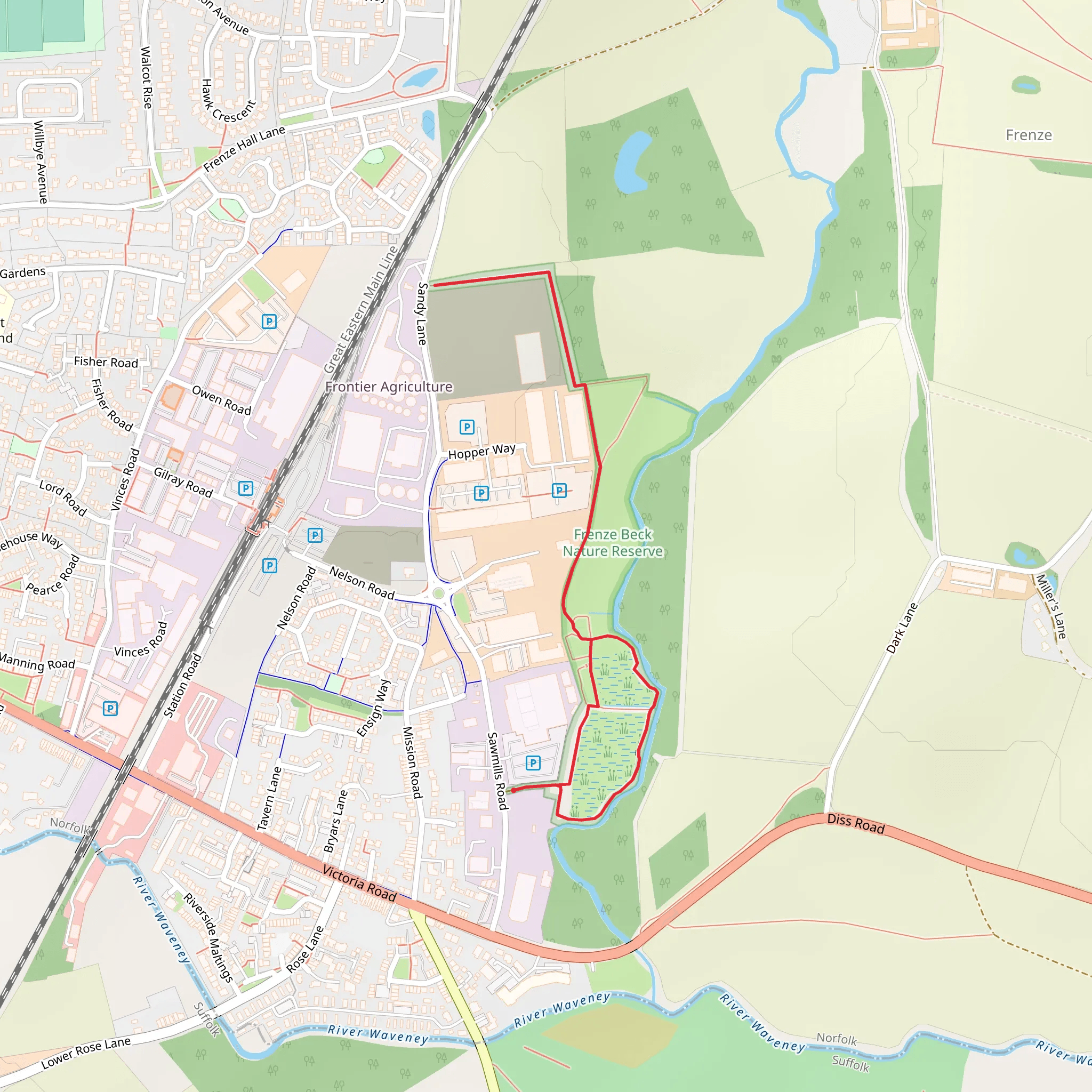 Frenze Beck Nature Reserve Loop mobile static map