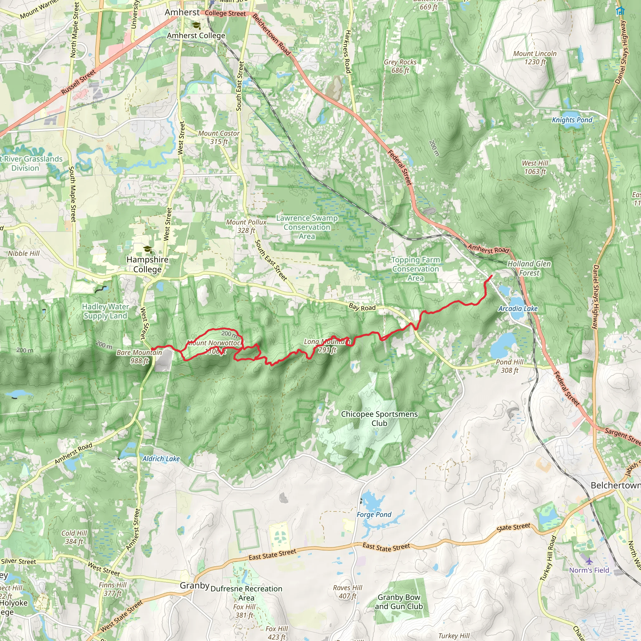 Mount Norwottock, Long Mountain - Warren Wright Road Conservation Area mobile static map