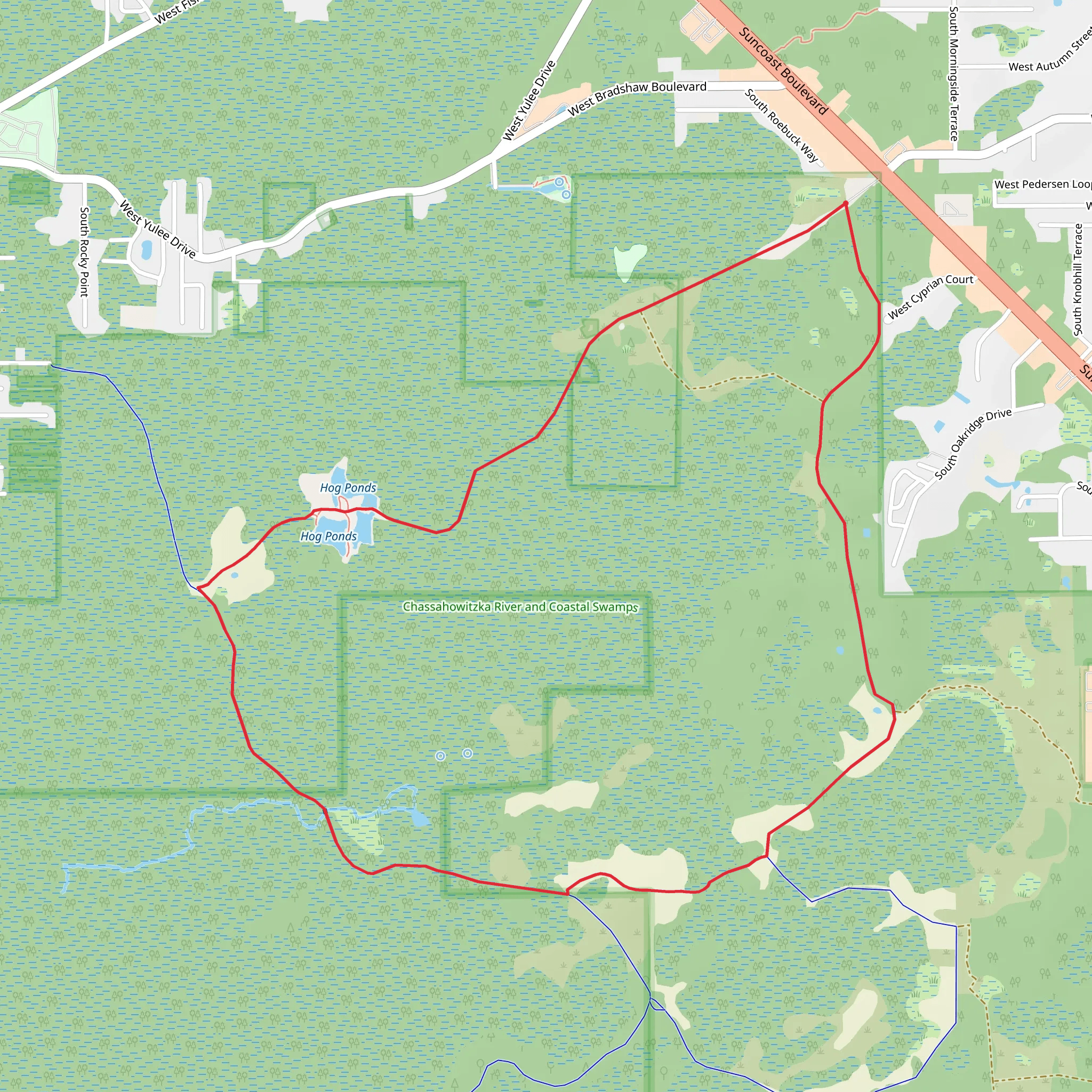Hog Ponds Loop mobile static map