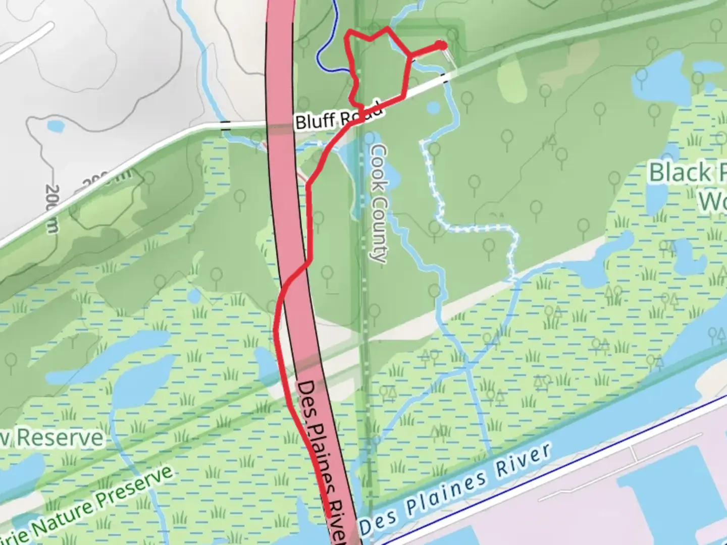 An image depicting the trail Veterans Memorial Trail and its surrounding area.
