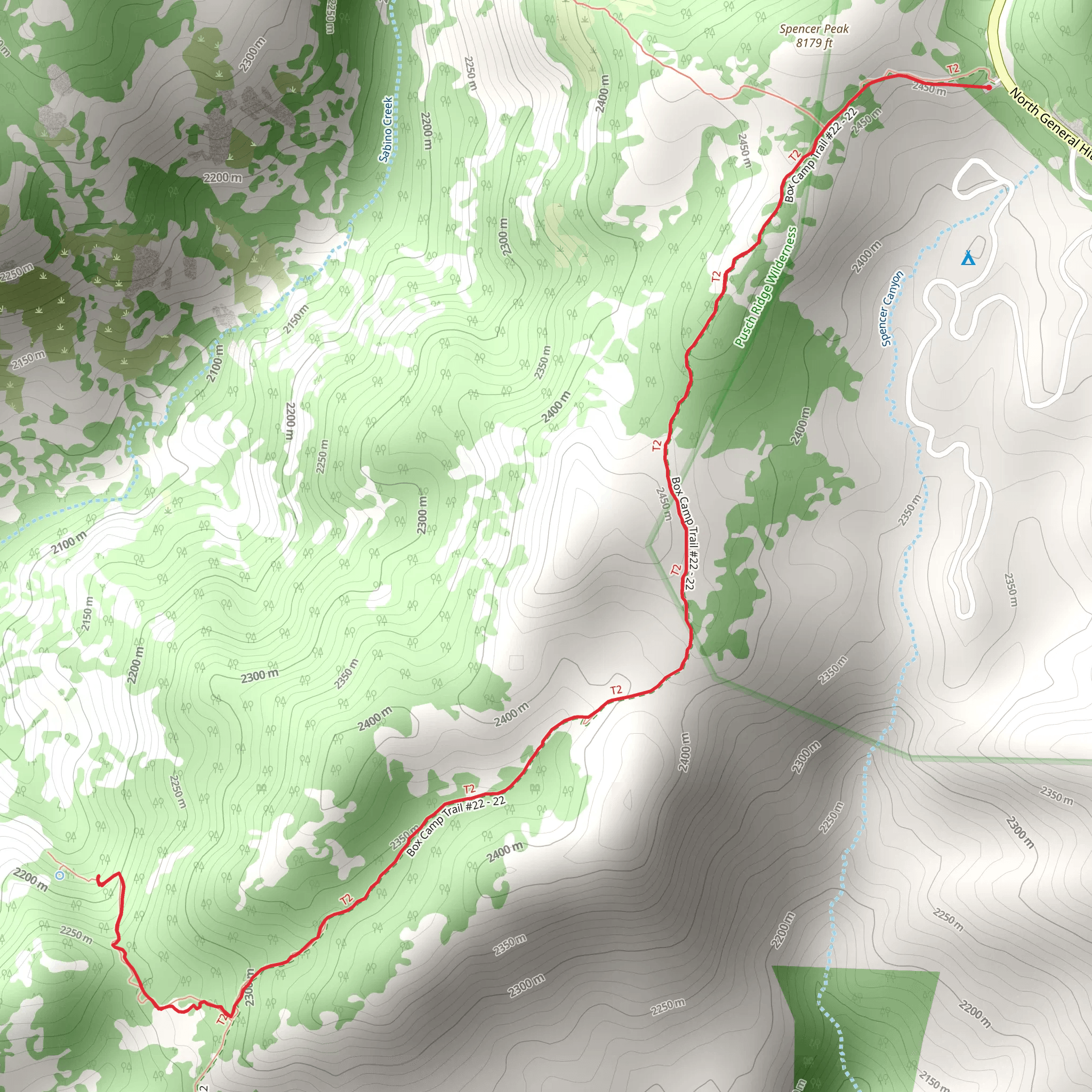 Box Spring via Box Camp Trail mobile static map