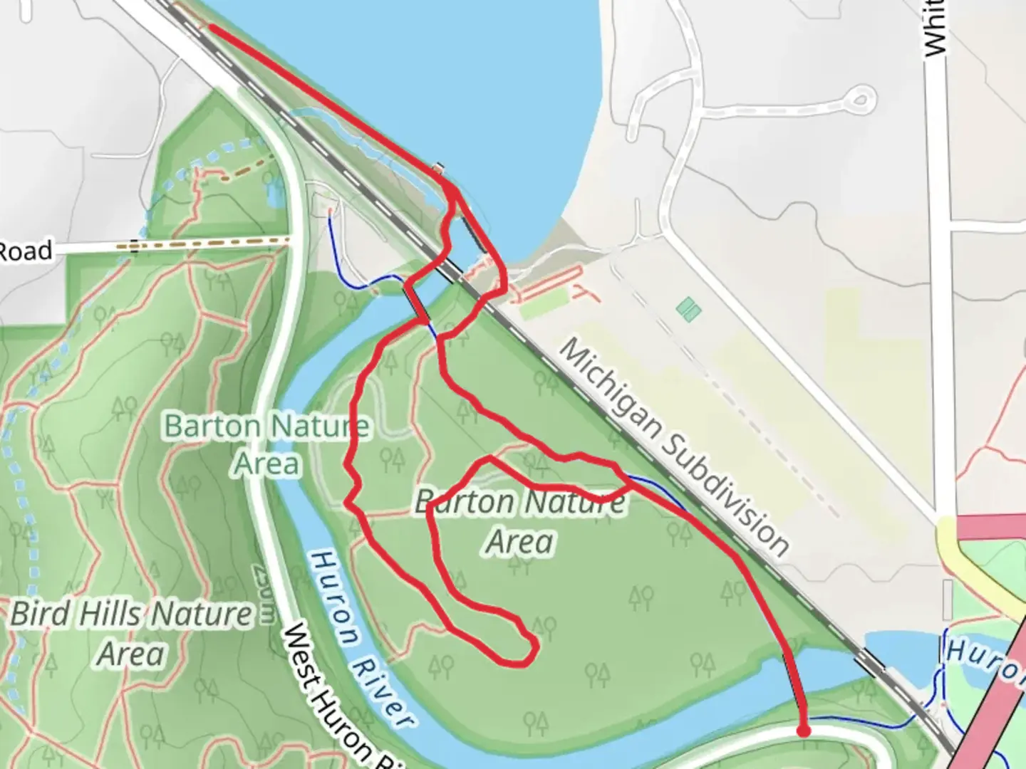 An image depicting the trail Barton Nature Area Loop Trails and its surrounding area.