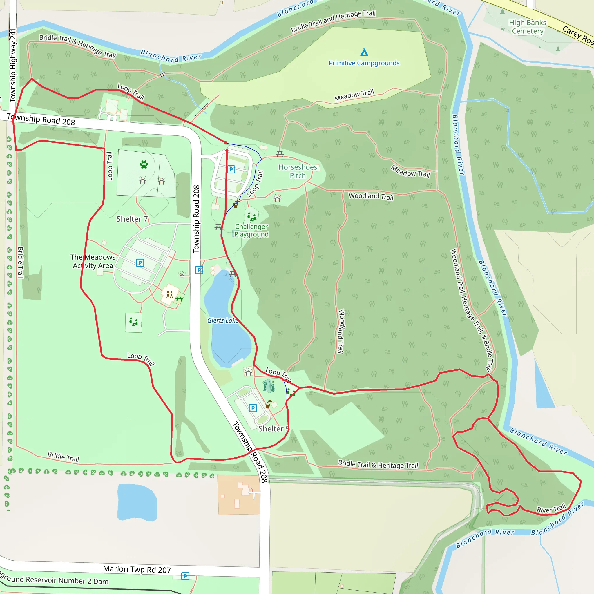 Blanchard River Trail and Bridle and Loop Trail mobile static map