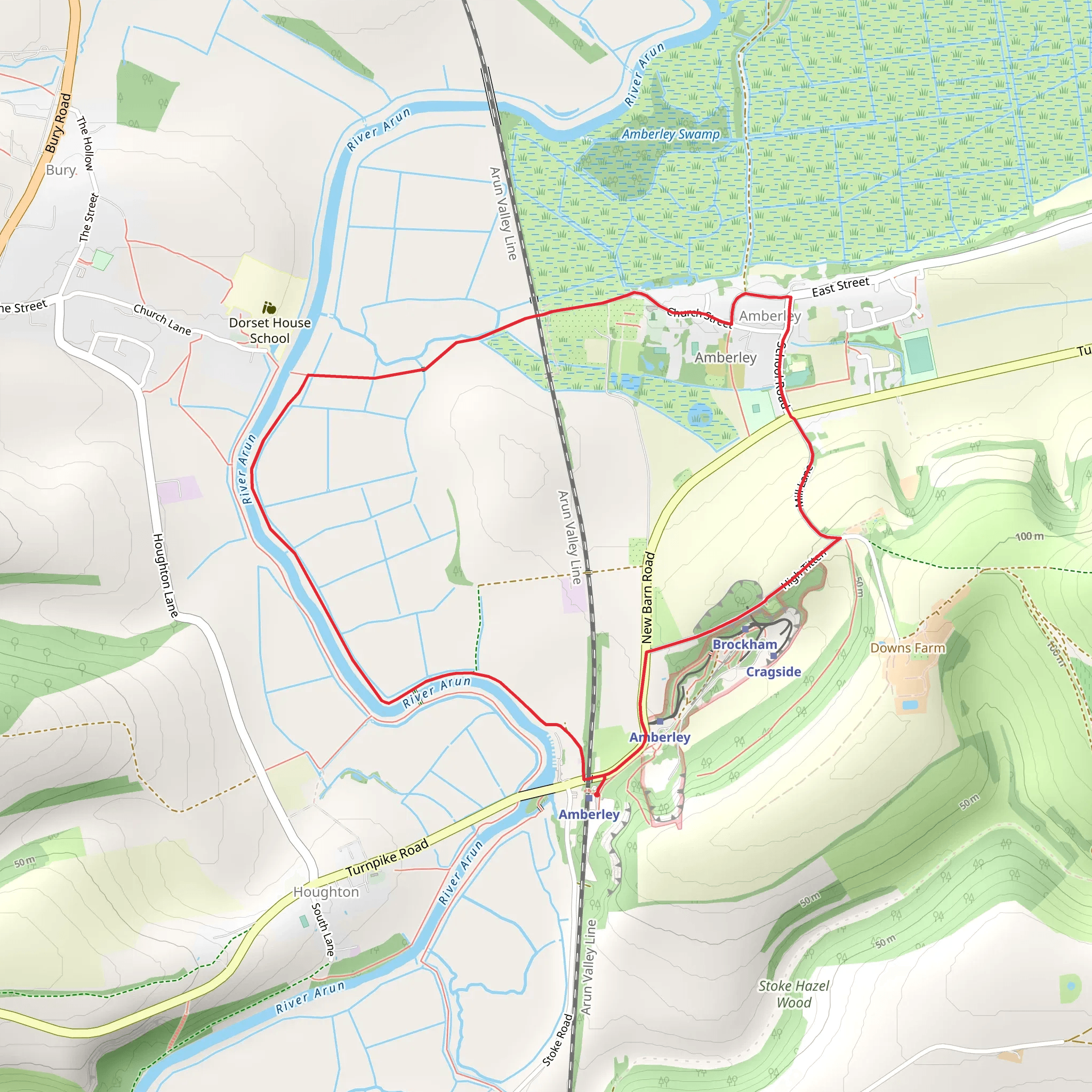 Amberley Castle via Wey South Path mobile static map