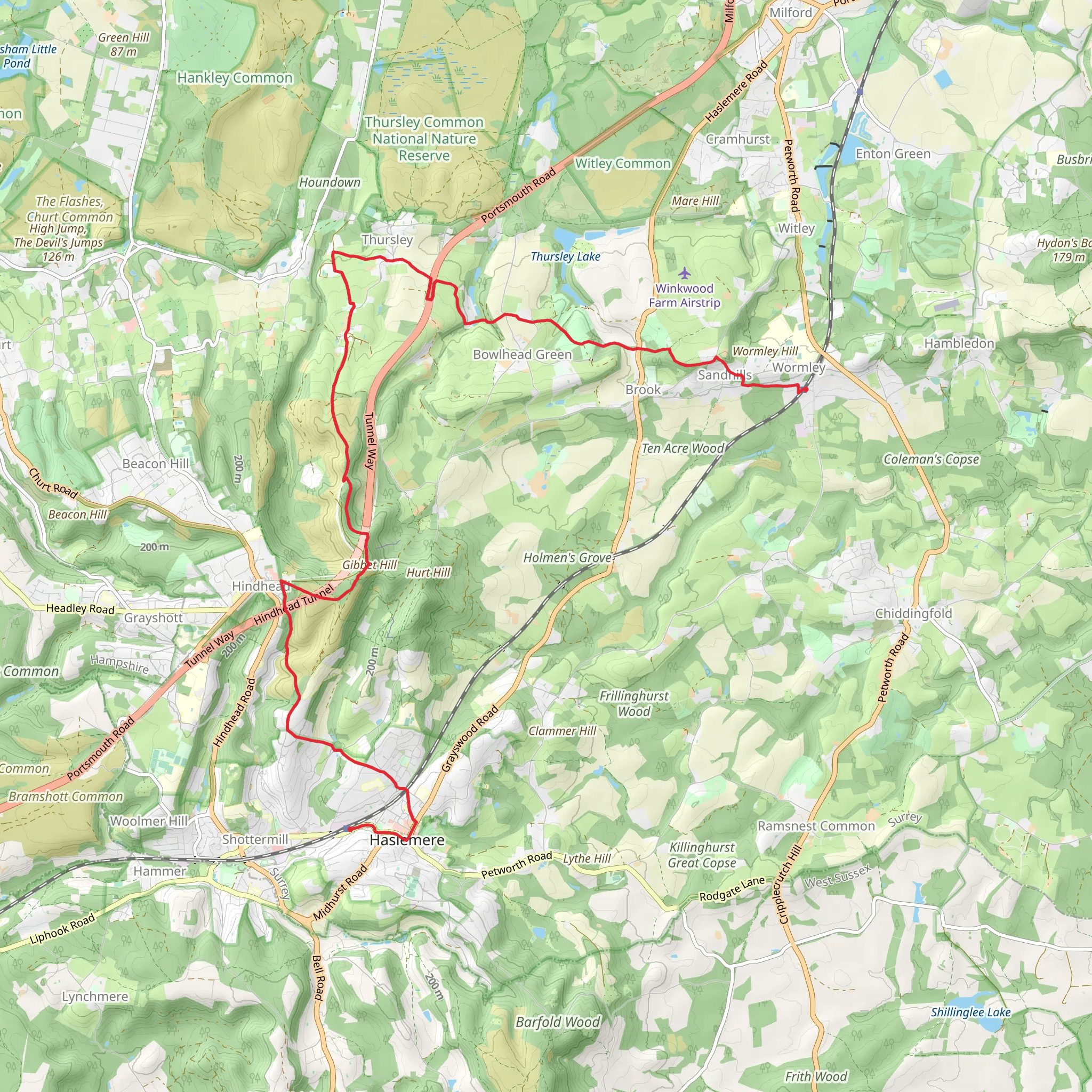 Haslemere to Witley Station Walk mobile static map