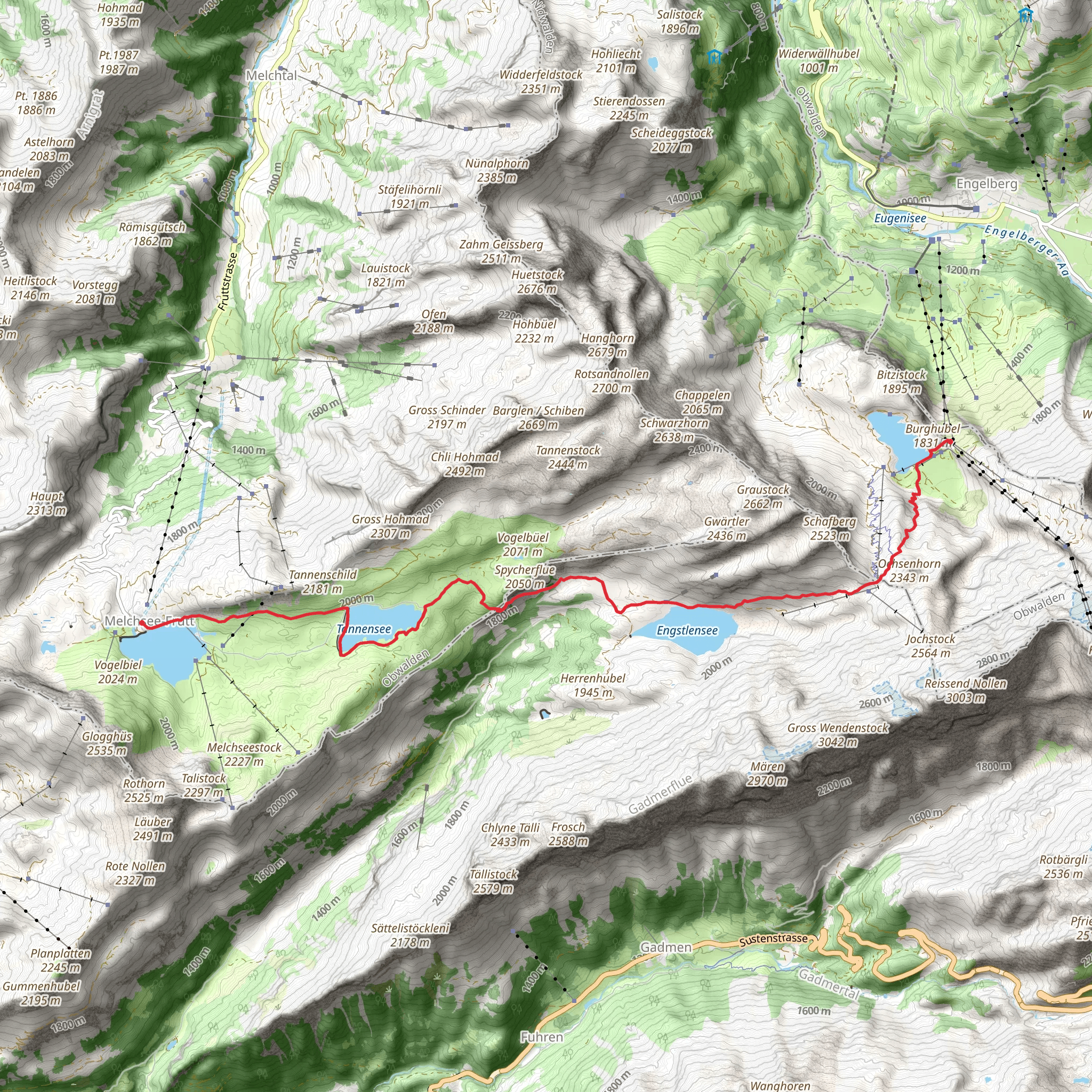 Lake Melchsee to Lake Trübsee mobile static map