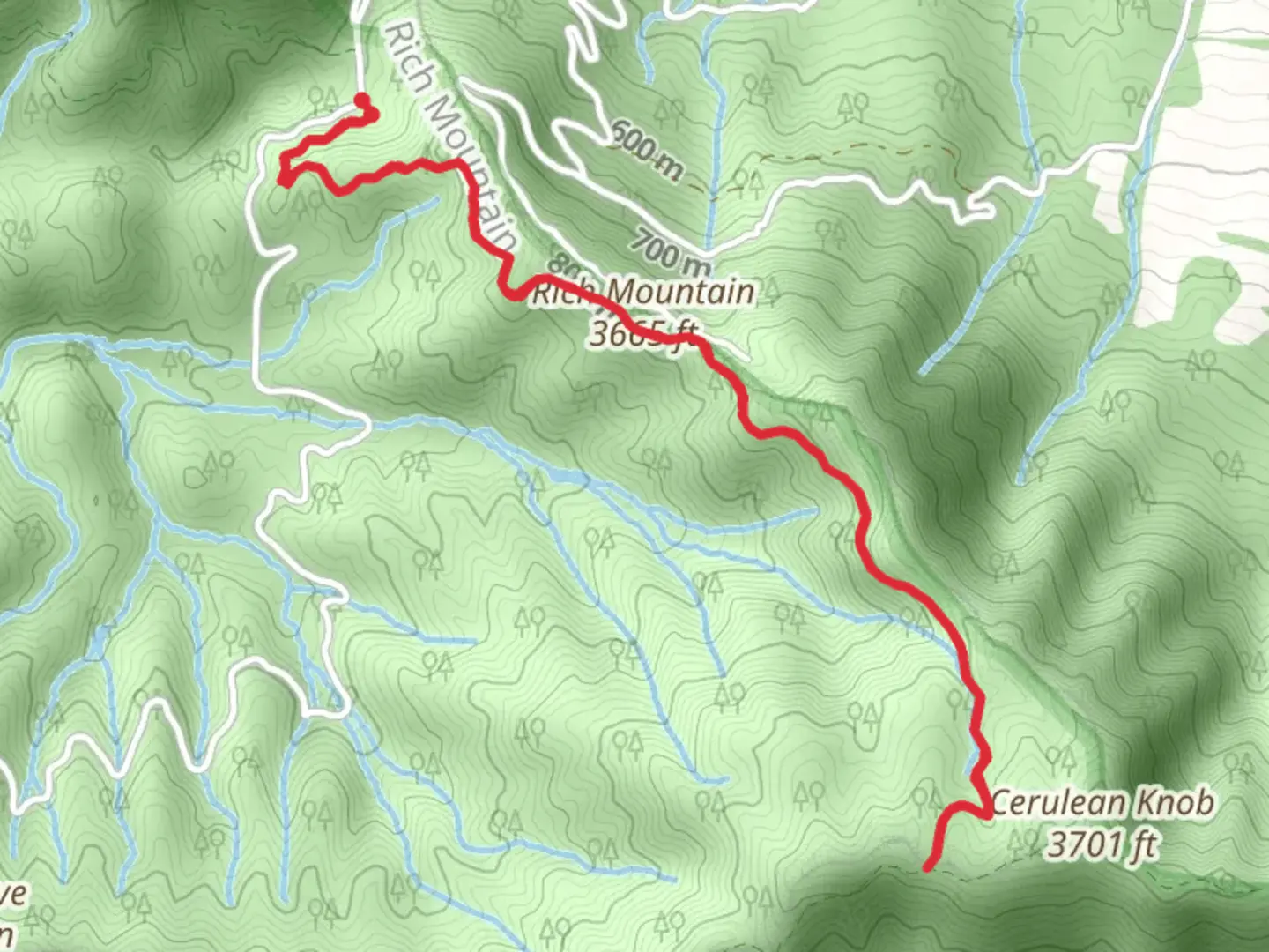 An image depicting the trail Rich Mountain Trail and its surrounding area.