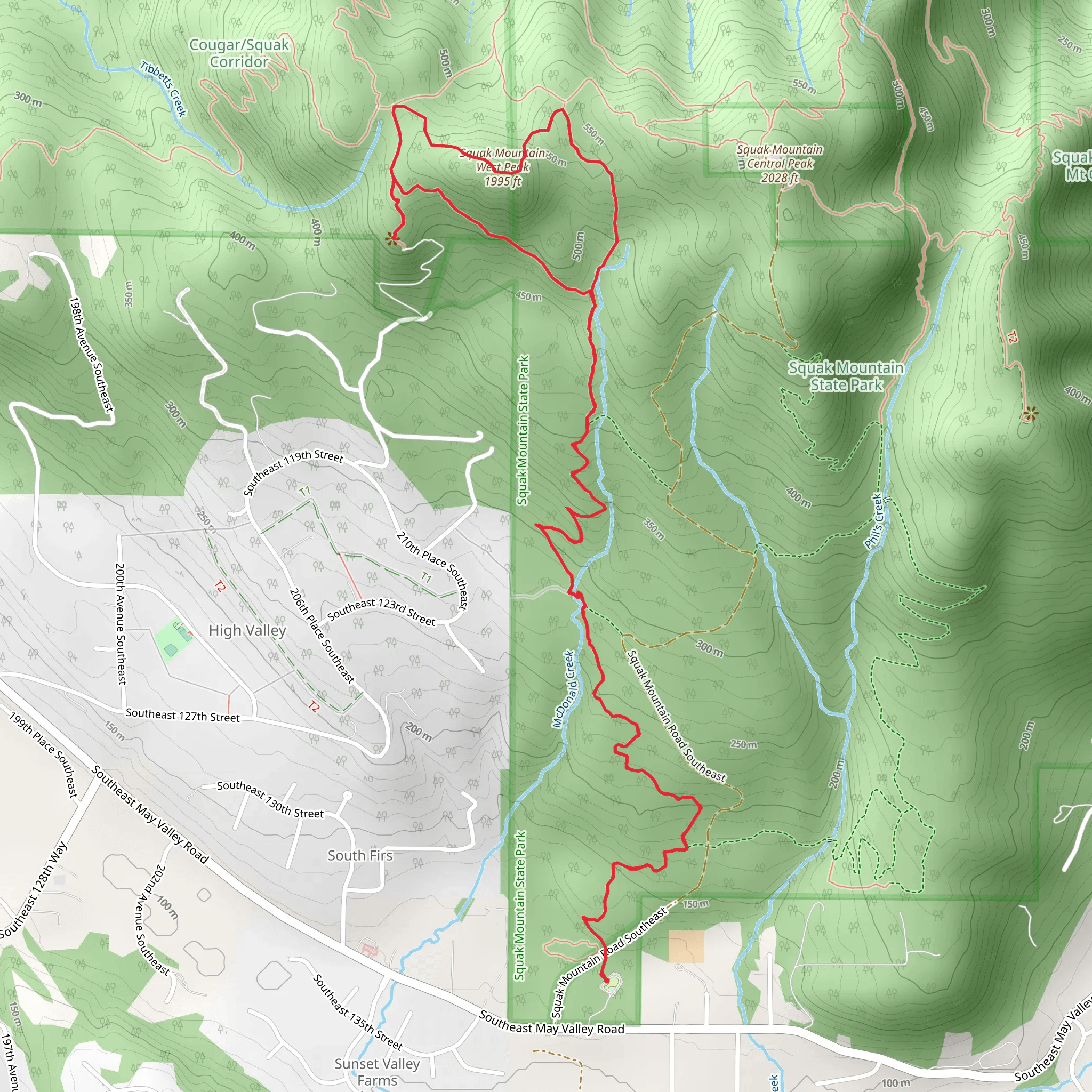 Squak Mountain West Peak and May Valley Loop mobile static map