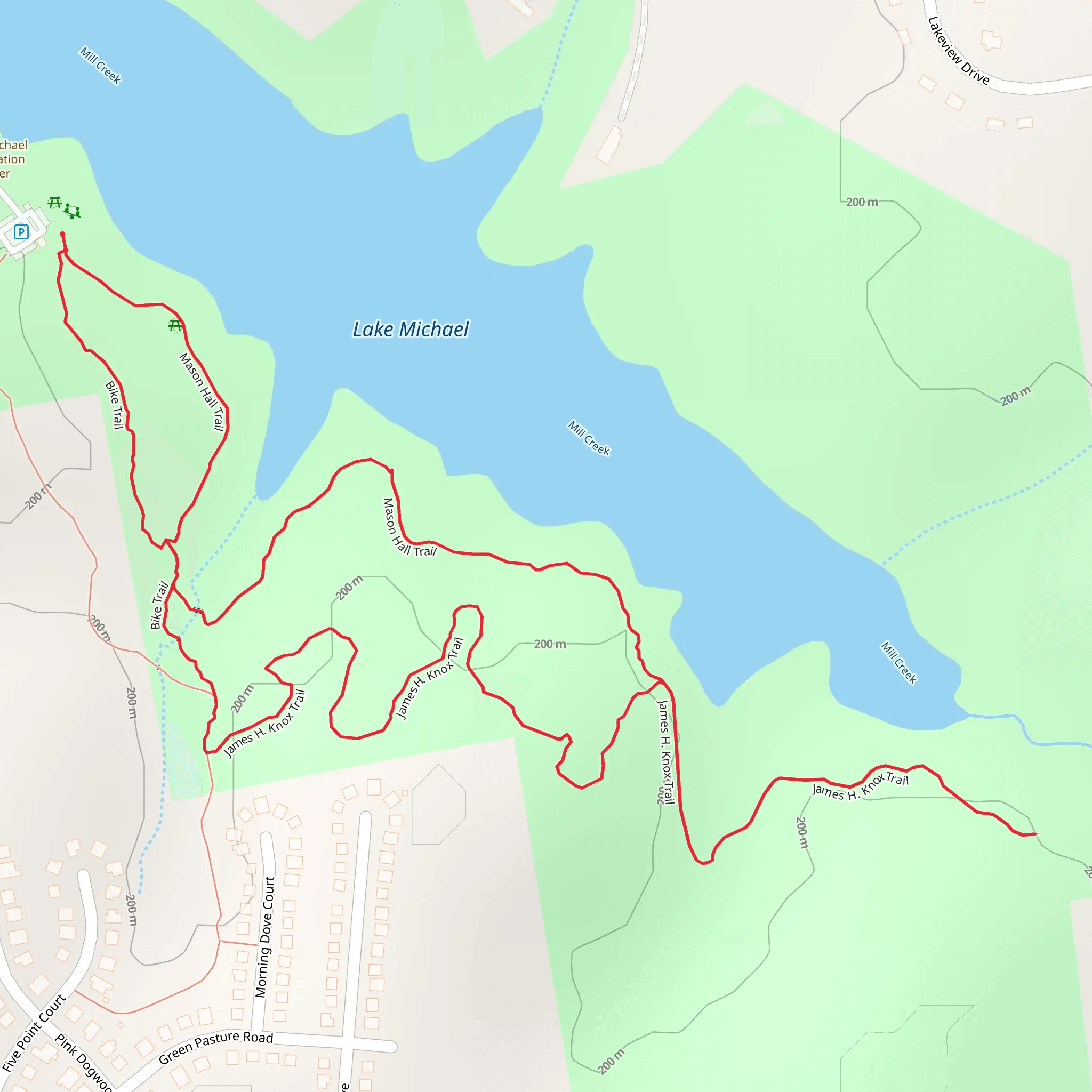 Mason Hall, James H Knox Loop Trail mobile static map